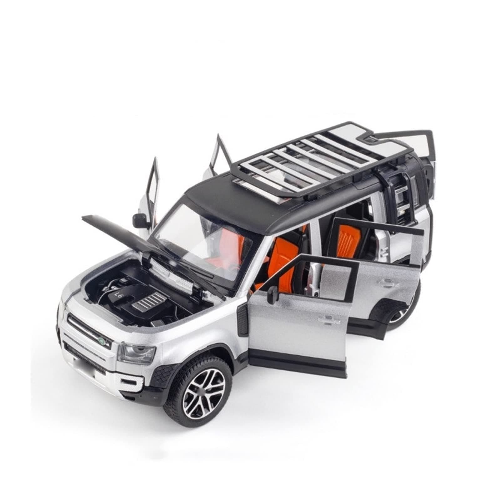 JMSM 1:24 For D-efender Alloy Die Cast Model Toy Car Simulation Sound Light Pull Back Toys Vehicle Gifts Collection Souvenir (Color : Silver)