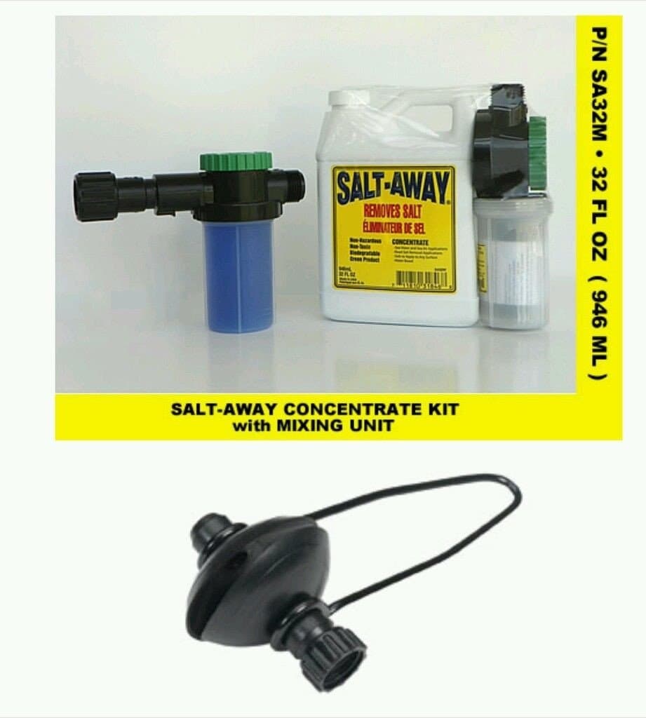 Salt Away 32oz Concentrate & 6oz Mixing Unit (SA32M) with 1 Universal Motor Flusher