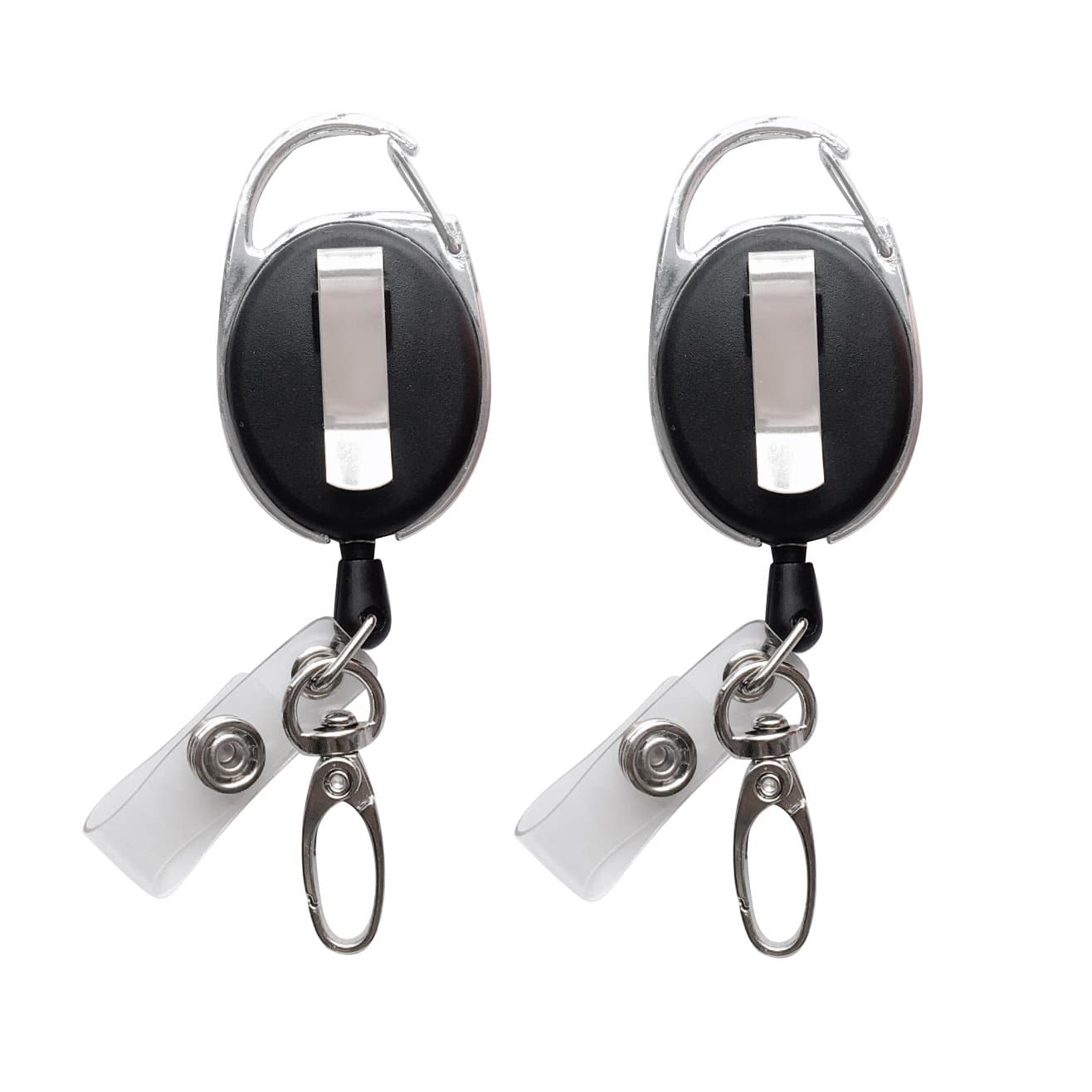 Retractable Badge Reel with Claw Clasp and Clip for ID Card Holder (Pack of 2)