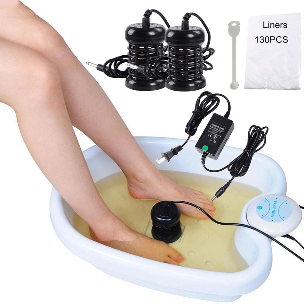 iMeshbean® Ion Ionic Detox Foot Bath Machine,Foot Detox Machine with Tub, 2 Arrays,140 pcs Tub Liners as Gift