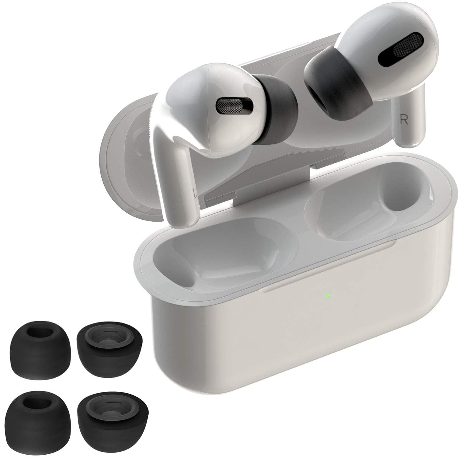 AirFoams Pro: Premium Memory Foam Ear Tips for AirPods Pro. Stays in Your Ears. No Silicone Ear tip Pain. The Original from Kickstarter. (2 Size: Small/Medium & Medium/Large, Black)
