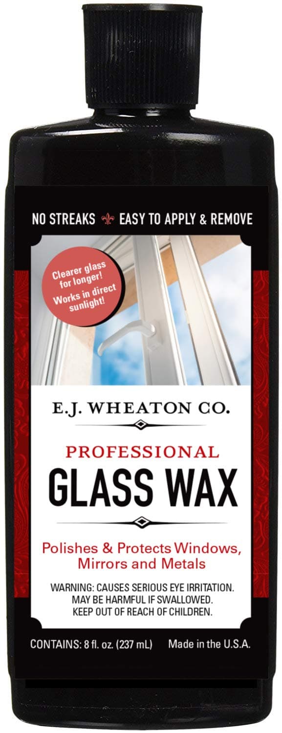 E.J. Wheaton Glass Wax, Polishes and Protects Windows, Mirrors and Metal Surfaces, Dries Chalk White, Easy to Apply and to Remove, Made in USA