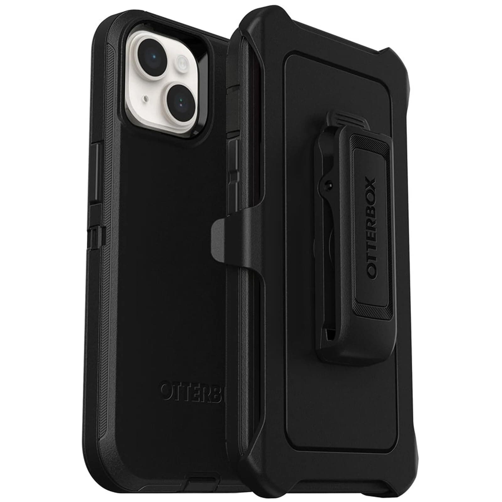 iPhone 14 & iPhone 13 (Only) - Defender Series Case - Black - Rugged & Durable - with Port Protection - Includes Holster Clip Kickstand - Non-Retail Packaging