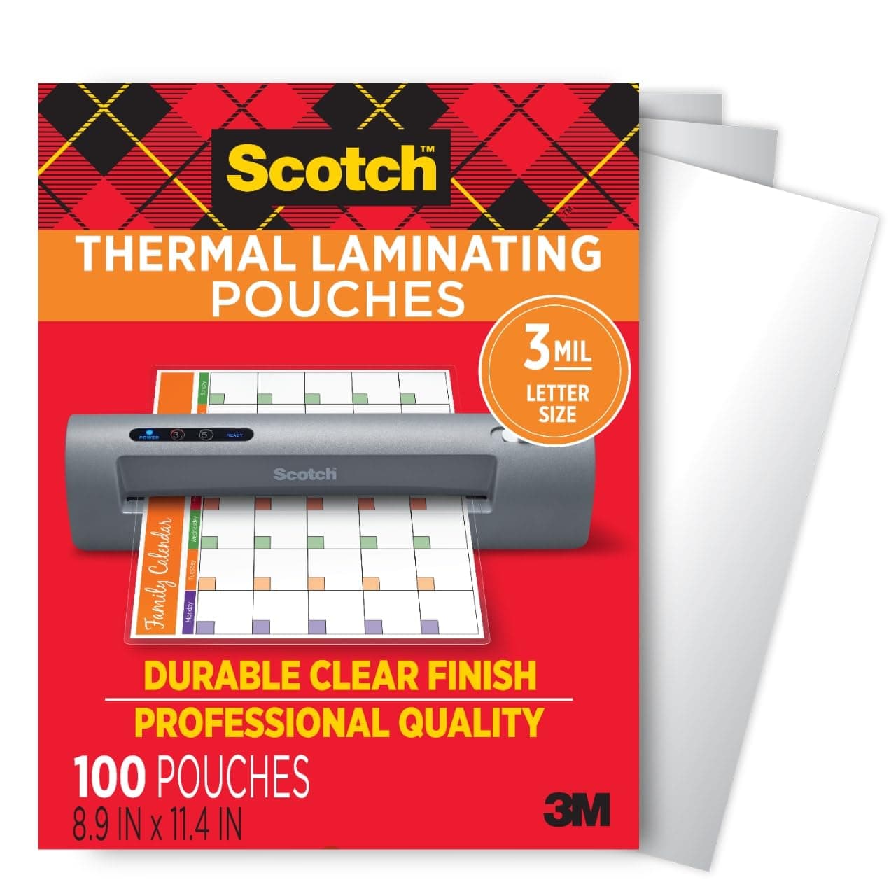 Scotch Thermal Laminating Pouches, for Use with Thermal Laminators, 8.9 x 11.4 Inches, Letter Size Sheets, 100-Pack