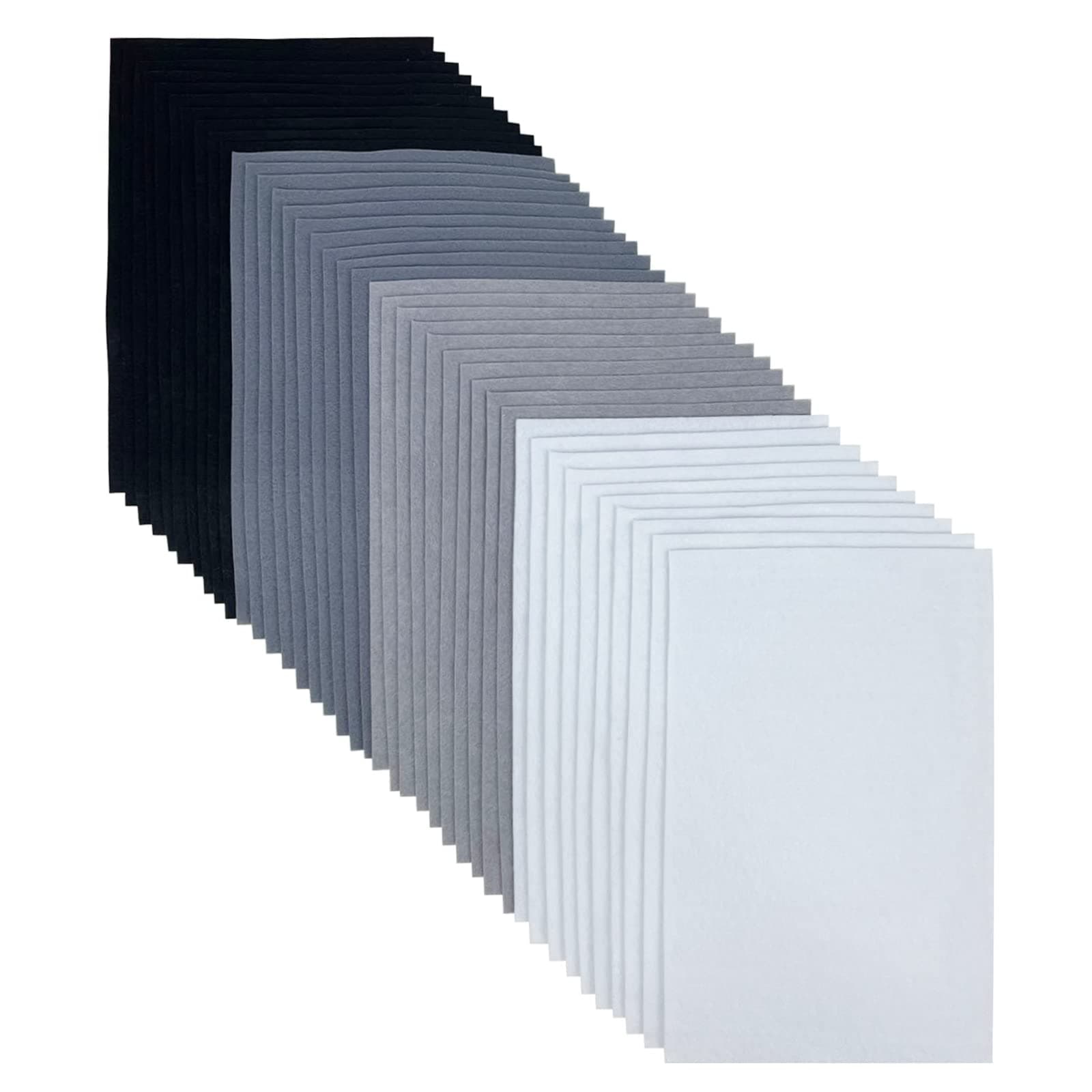 Jtnohx Soft Felt Sheets, 20×30cm Assorted Craft Felt Fabric, 1.4mm Thick Felt Square for Crafts, 4 Colors 40 Pieces Color Felt for Craft DIY Project (Black White Grey Series)