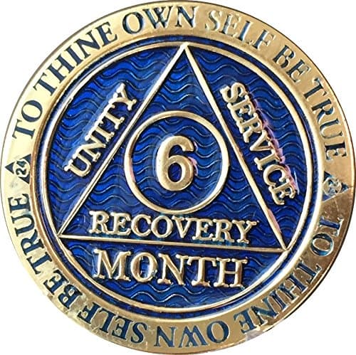 6 Month AA Medallion Reflex Blue Gold Plated Chip