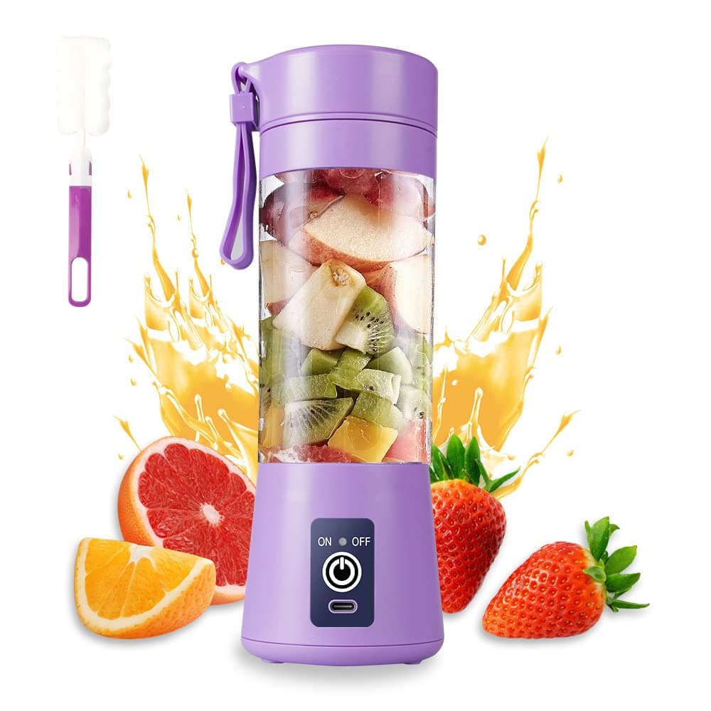 Sponsored Ad – Portable Blender, Personal Juicer Cup, 380ml Handheld Fruit Mixer Machine USB Rechargeable with 6 Power Blades Travel Blender for Smoothies and Shakes (Light Purple)