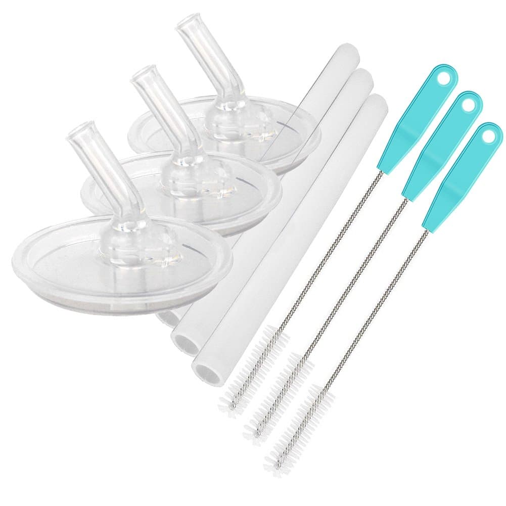 Loduve 3-Pack Replacement Straws for Thermos Foogo 10 Ounce Bottle, BPA-FREE Straws with 3 Straw Cleaning Brushes