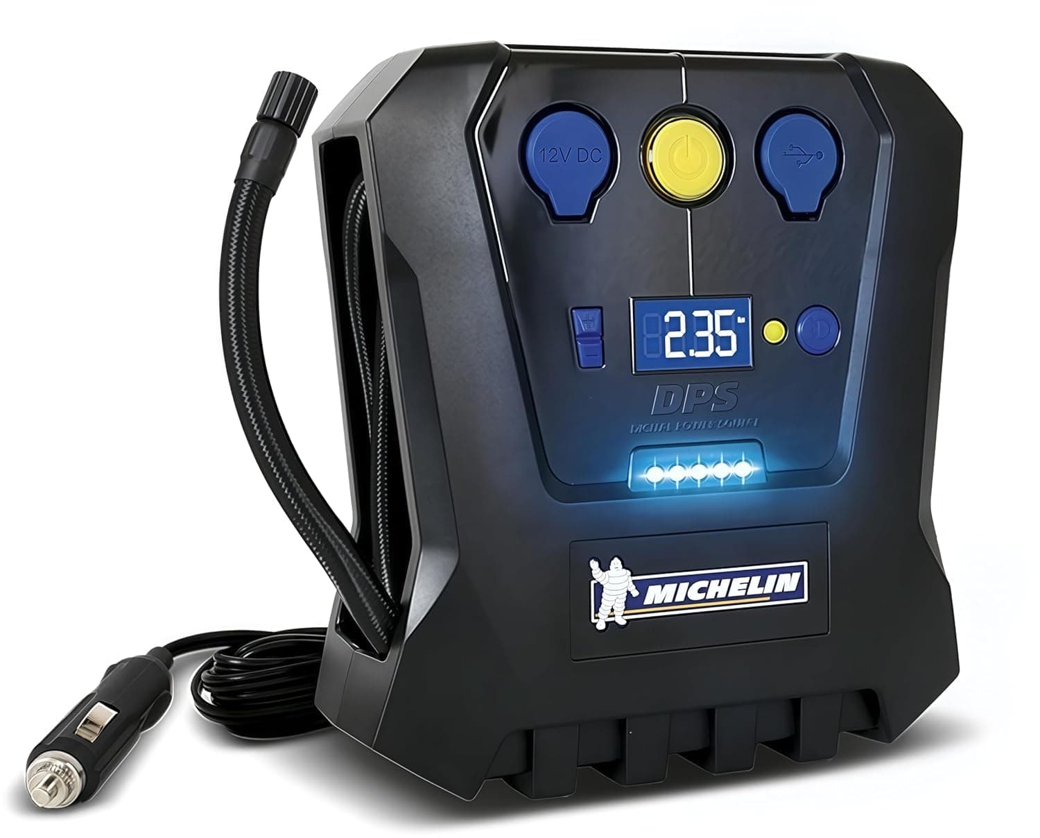12266 High Power Rapid Tyre Inflator | 12V DC Portable Compressor | Preset Auto Stop Function | Digital Gauge | 60Cm Hose | USB Charging Port | Power Socket | Vehicle Use