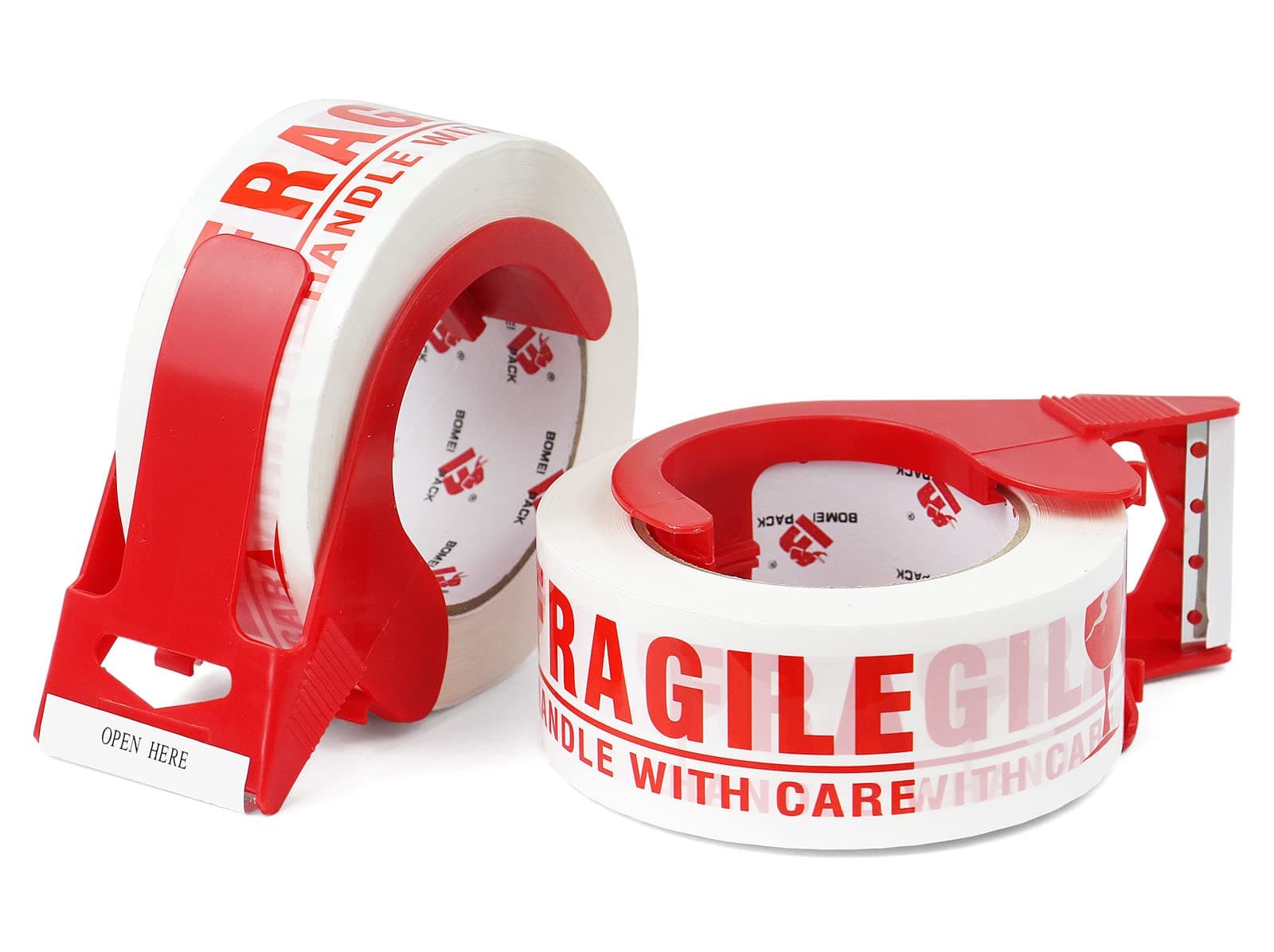 BOMEI PACK 2 Pack Fragile Tape Handle, Careful Packing Printing Tape, Fragile Tape for Shipping by Dispenser, 5cm x 830 Meters (110 Meters), Heavy Duty Fragile Tape for Carrying Box