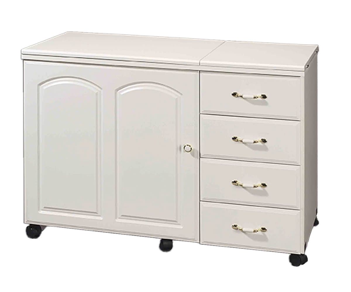 Model 4700 Maximum Storage, Large Work Area Large Area Cabinet, 4 Drawers, Electric Lift. White