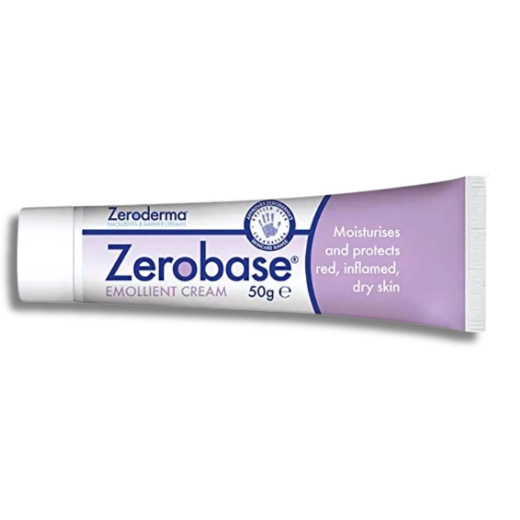 Zeroderma Zerobase Emollient Cream 2-in-1 Moisturiser & Soap Substitute, for Dry & Eczema-Prone Skin, Restores Skin Barrier, 21 percent w/w Paraffins, 50g