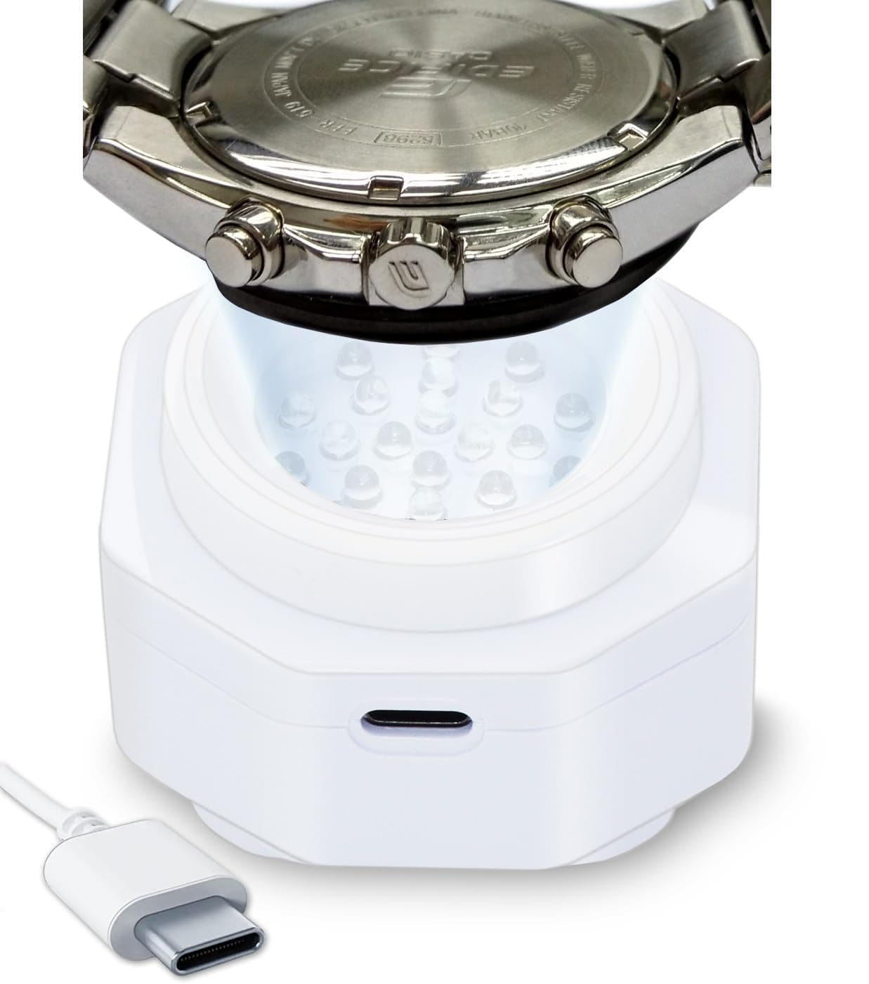 CoolFire (The Original) USB-C UV Free Solar Watch Fast Charger for All Eco Solar Watches. Safe 24/7 Charging (No Timer Needed). Reloj Hombre Portable Charger. Fits G-Shock, Citizen, Seiko, Garmin WT