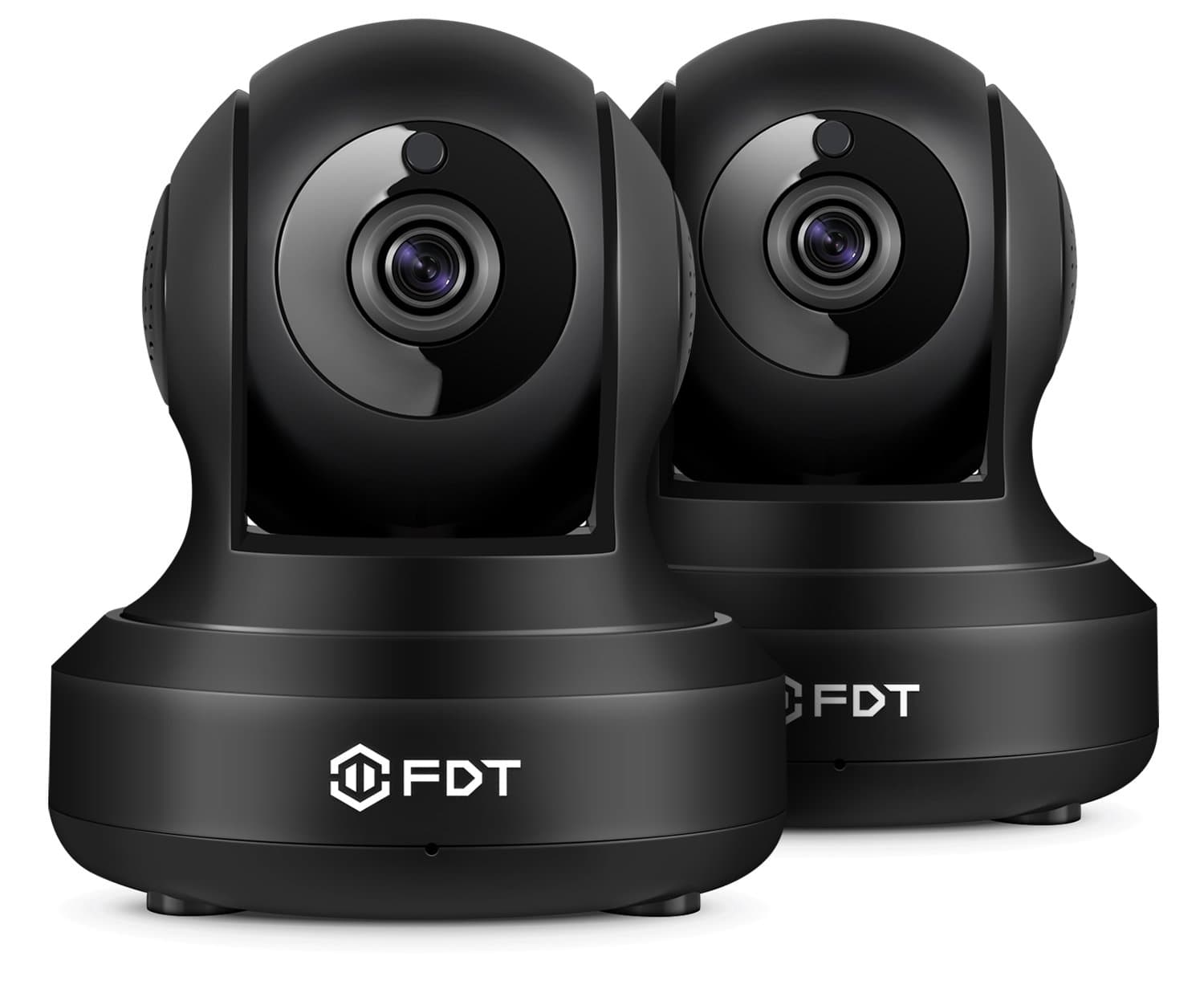 FDT 2-Pack 720P HD WiFi Pan/Tilt IP Camera (1.0 Megapixel) Indoor Wireless Security Camera FD7901 (Black), Plug & Play, Two-Way Audio & Nightvision