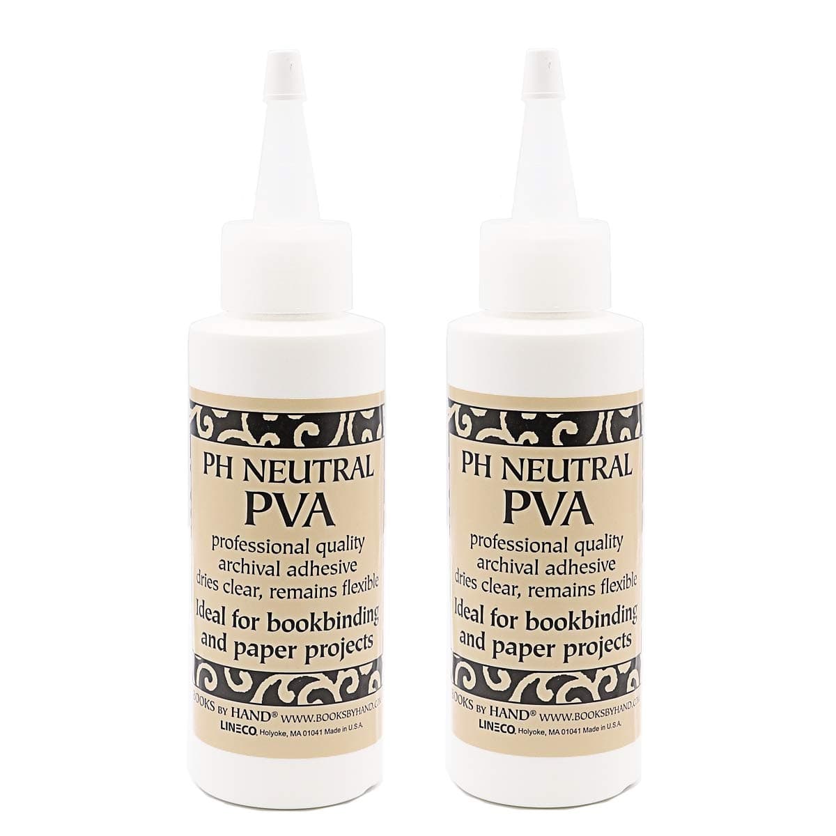 Books By Hand PH Neutral PVA Adhesive, Fast Setting, Re-moistenable, Lays Flat, Dried Clear, Spout Not Included - 4 Ounce (Pack of 2)