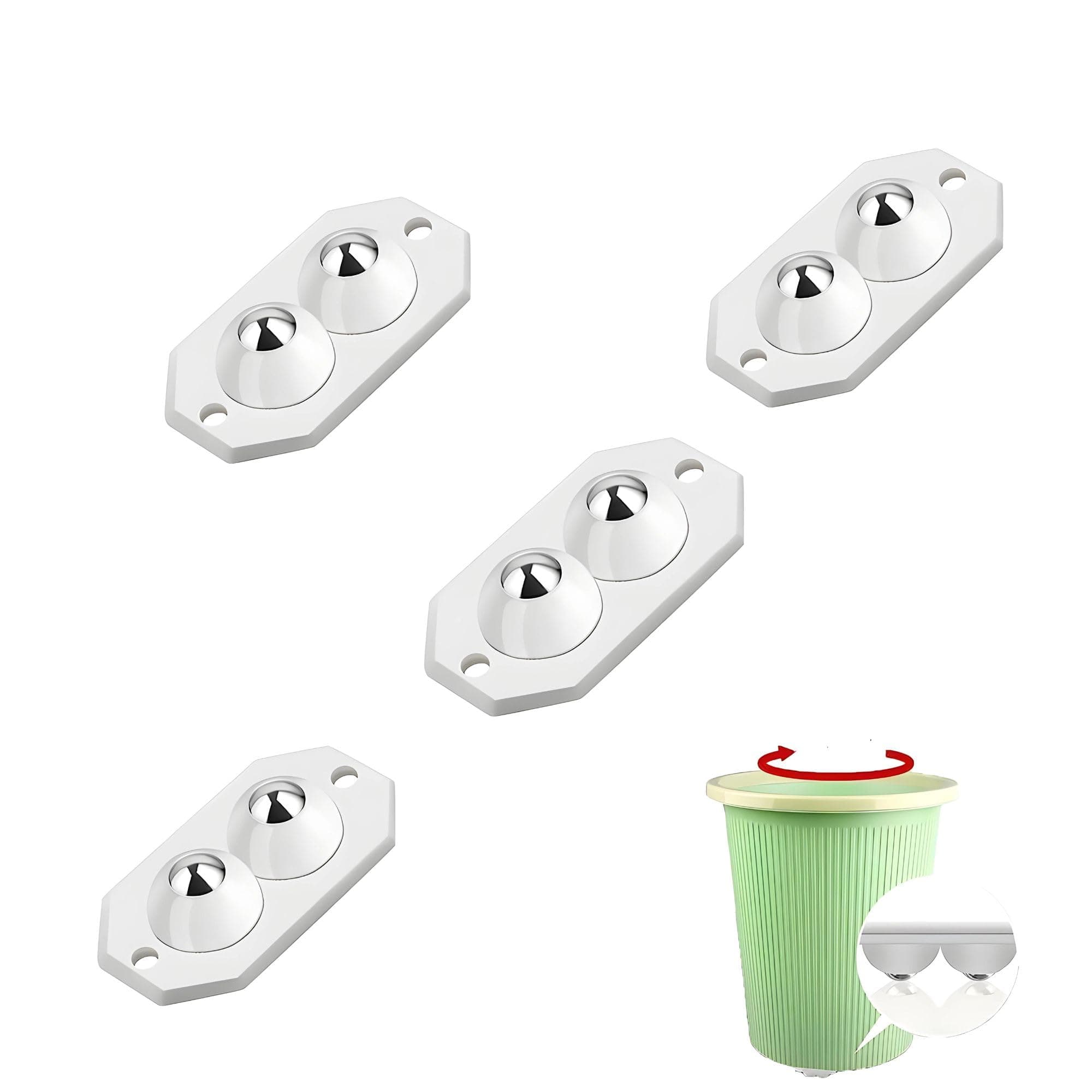 Hian 360° Swivel Mini Caster Wheels –Self-Adhesive Sliders with Plastic Body & Stainless Steel Rotating Balls for Kitchen Appliances, Coffee Maker, Air Fryer, Storage Box & Small Furniture (Pack of 4)