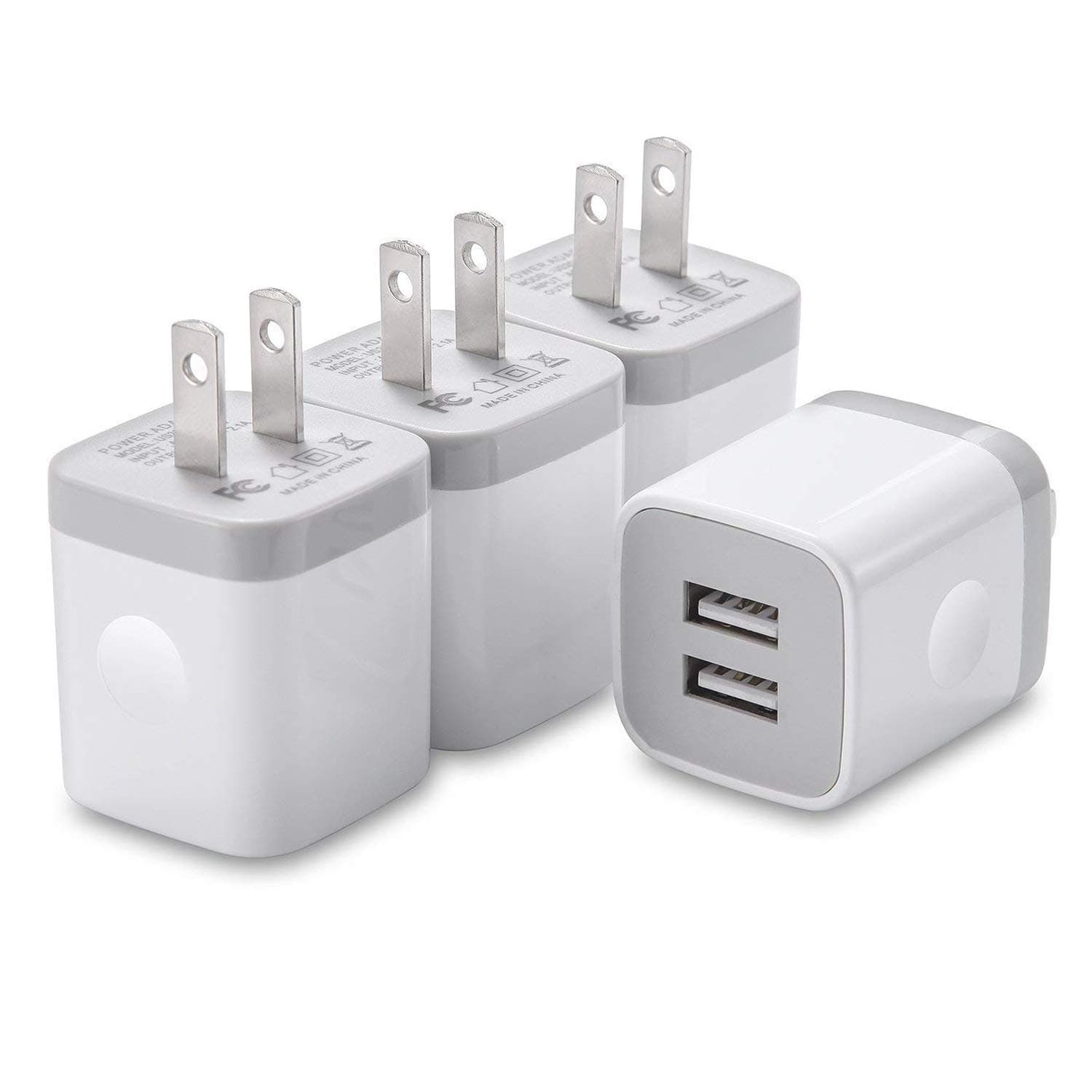 USB Wall Charger, IVELLTARE 4-Pack 2.1A/5V Dual Port USB Cube Power Adapter Charger Plug Charging Block for iPhone 11/Xs/XR/X/8/7/6 Plus, AirPods Pro, Samsung, LG, Moto, Android Phone More