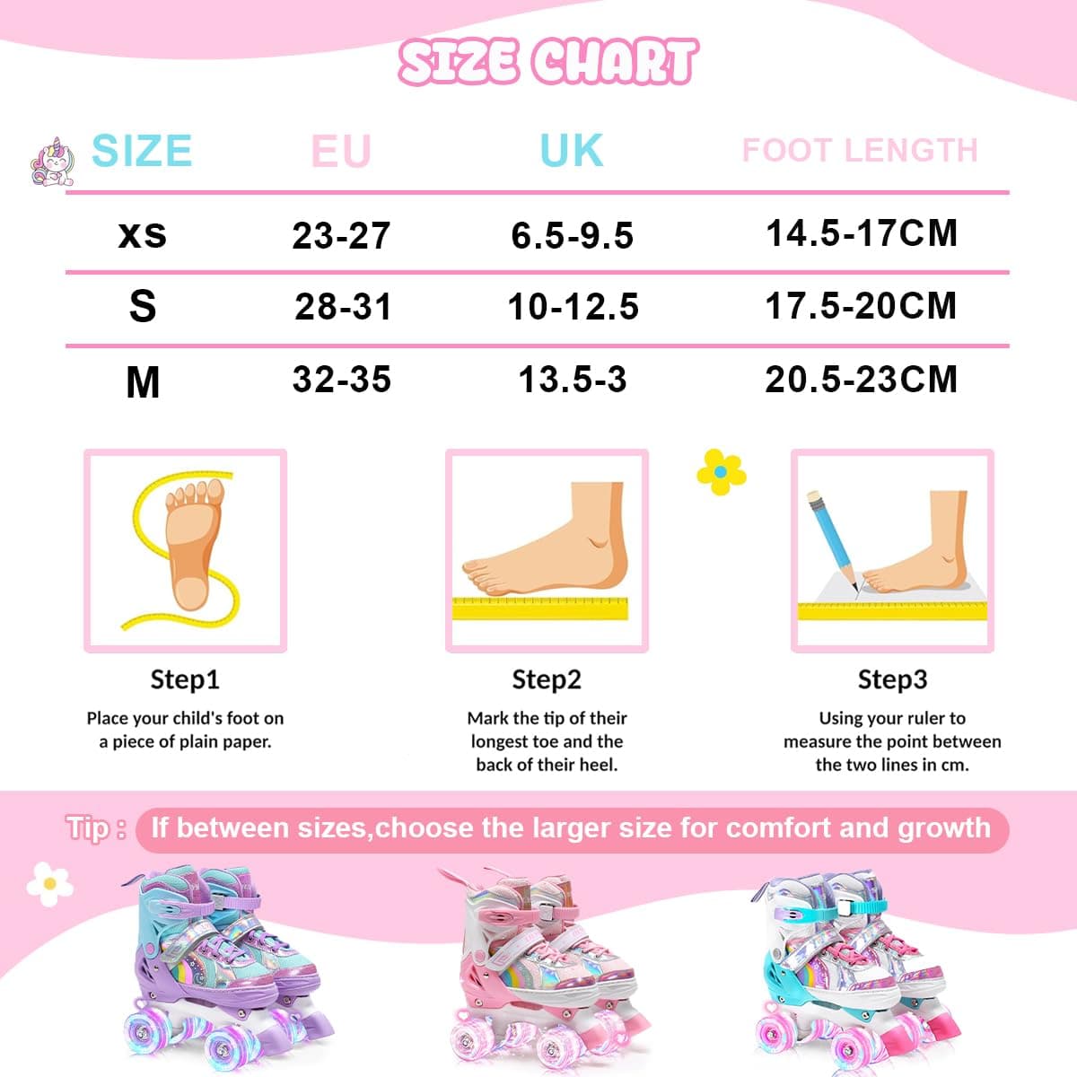 Roller skates kids Roller boots,8 Light up Wheels and 4 Sizes Adjustable,Quad skates with storage bag,Double-row Roller Skates for girls,boys and Beginner