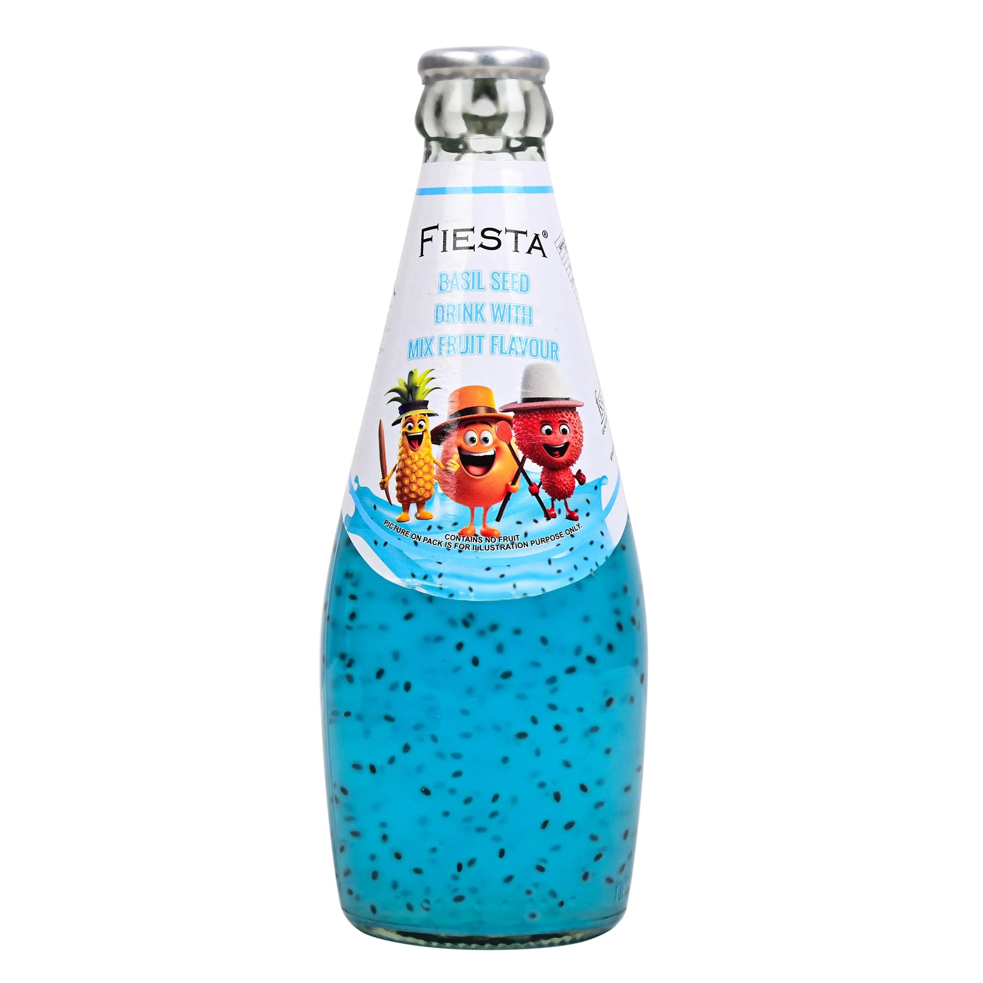 FIESTA Basil Seed Drink With Mix Fruit Flavour | Flavor Drink with Basil Seed, Ready to Serve | Full of Fruit Fibres, Energy Booster Drink - 290 Ml_Pack of 1