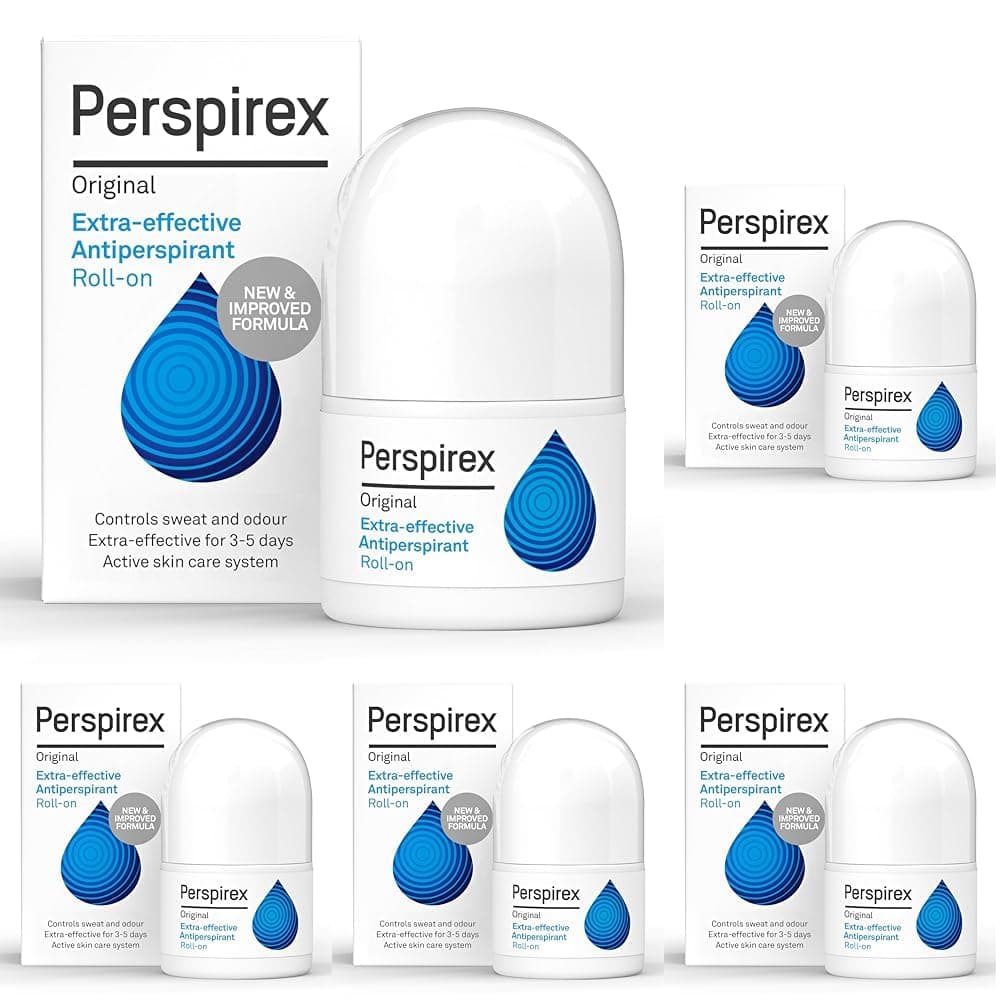 Perspirex Extra Strength Antiperspirant Roll on 20ml | Long Lasting Sweat Protection | ORIGINAL (Pack of 5)