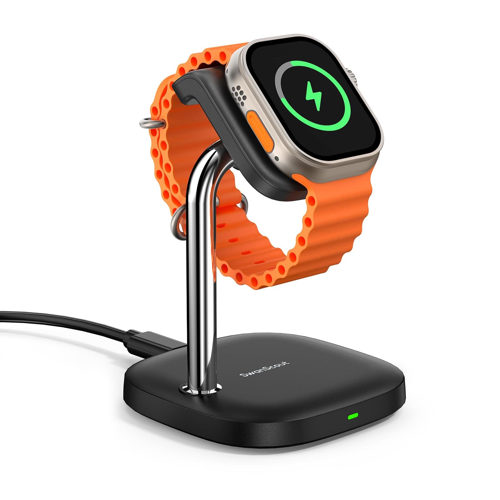 Fast Charging Stand for Apple Watch 11/Ultra 3/SE 3, 5W Magnetic Wireless Charger for Apple Watch Ultra 2/10/9/8/7/6/5/4/3/2/SE 2, Adjustable Angle Charger SwanScout 505A (Black)