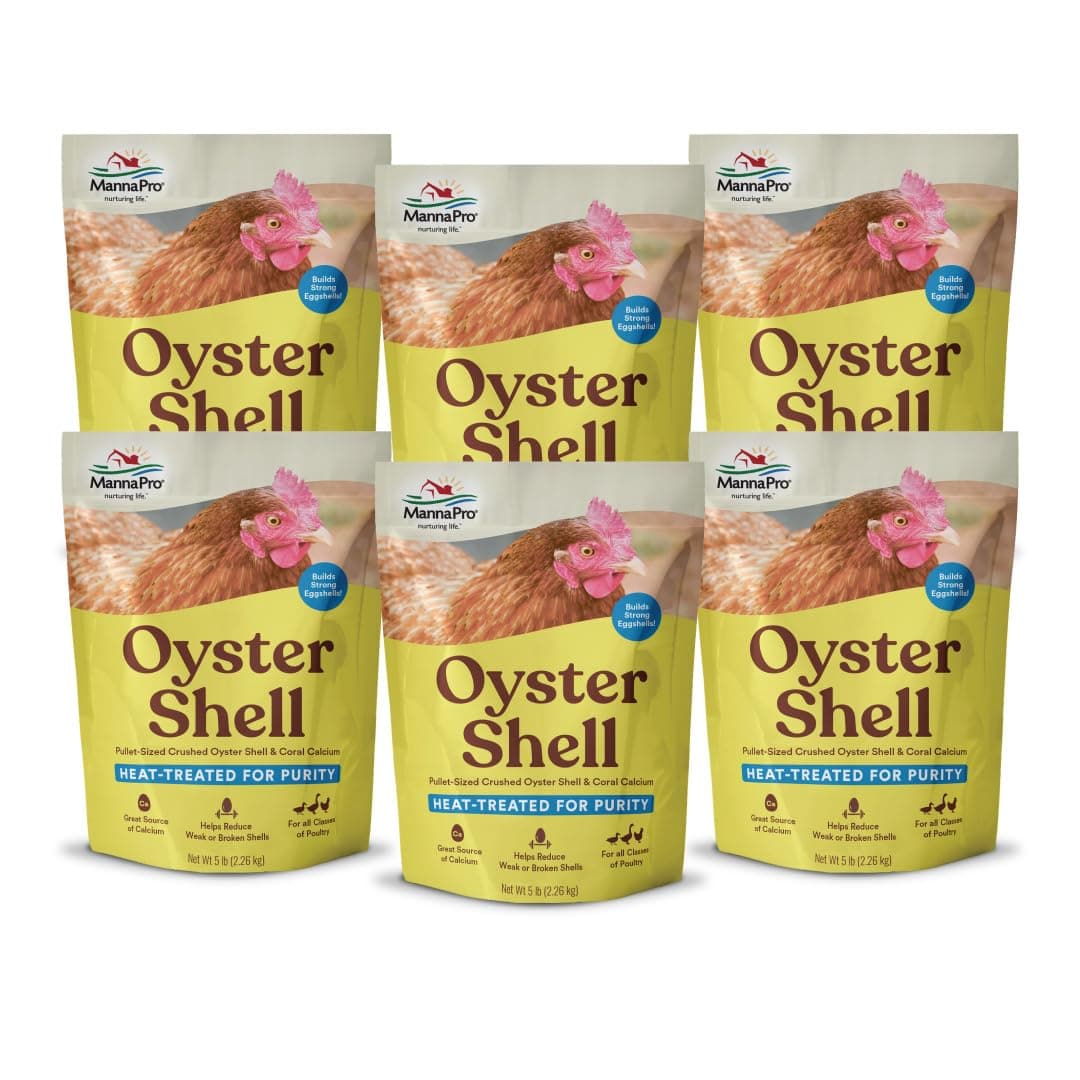 Crushed Oyster Shell for Laying Hens - Laying Chicken Oyster Shell - 6-Pack of 5lbs