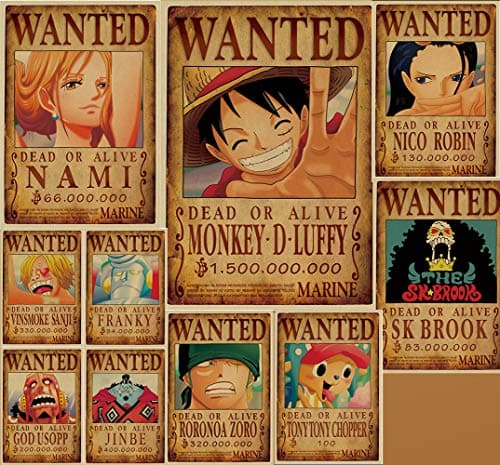 2020 latest one piece Wanted Posters Luffy ,Prints & Posters ,20.5 * 14inch (1-10Pcs)