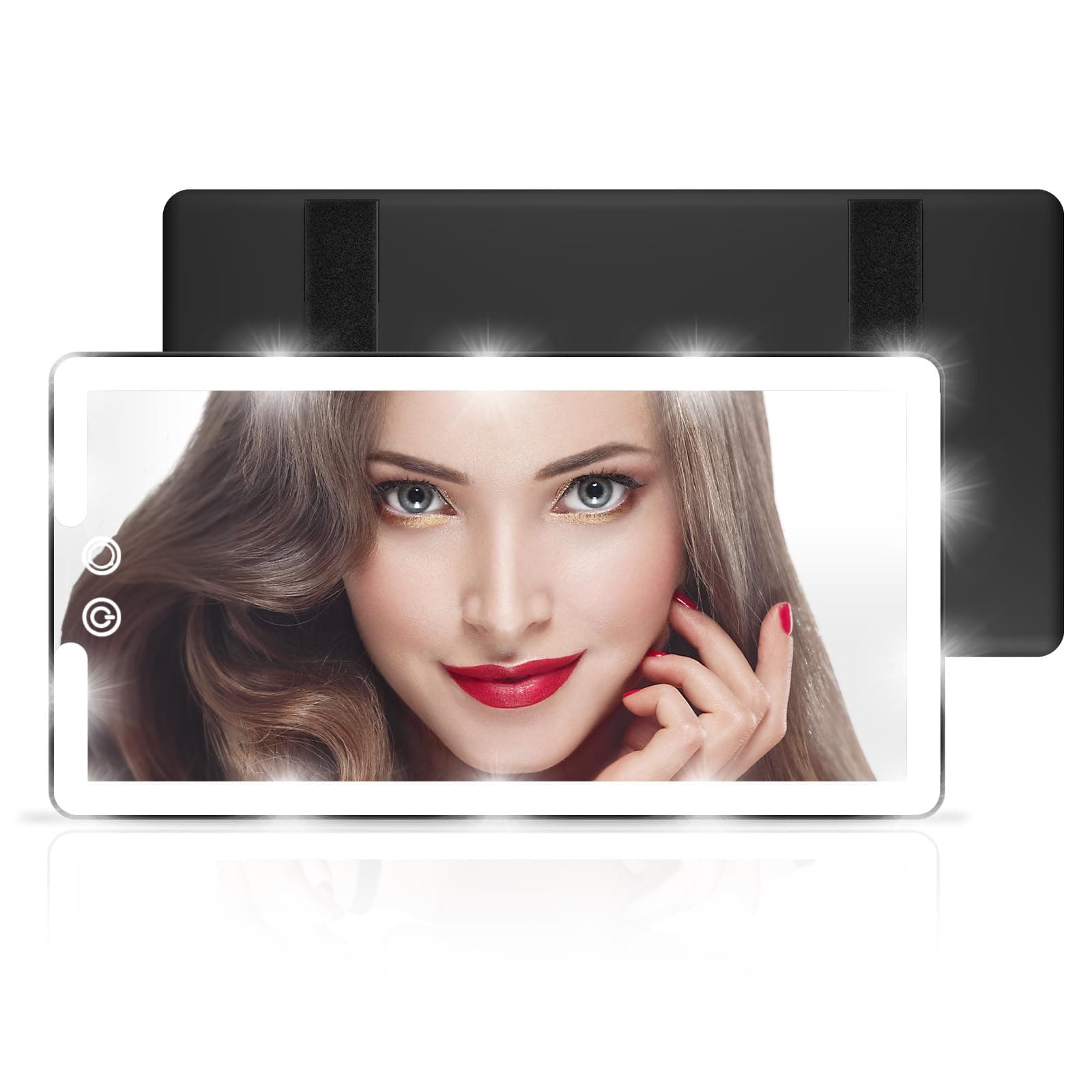 Led Sun Visor Vanity Mirror, Upgraded Large Car Mirrors with Lights, Dimmable Light up Vanity Makeup Mirror for Car,Rechargeable Universal Rear View Visor Mirrors