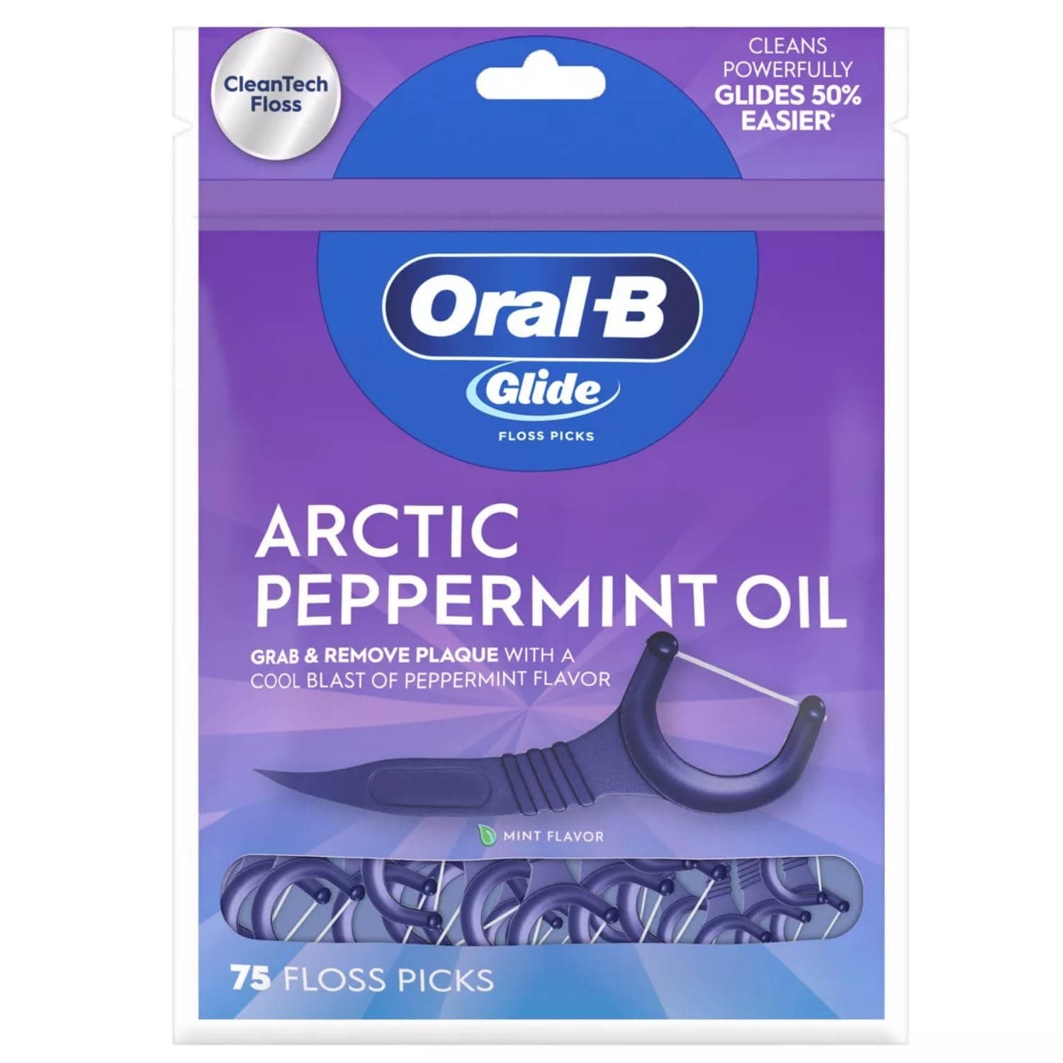 Glide 3D White Floss Picks Radiant Mint, 75CT (Pack of 6)