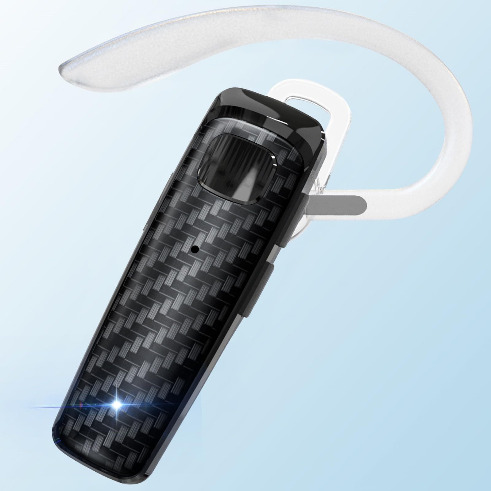 Bluetooth Headset, CVC8.0 Handsfree Bluetooth Earpiece, 16 Hrs Talk Time Noise Cancelling Single Ear Wireless Headset for Office Driving, Compatible with iPhone & Android Samsung Cellphone