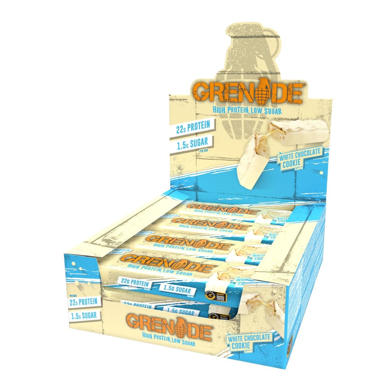 Carb Killa High Protein and Low Carb Bar, White Chocolate Cookie, 12 x 60 g