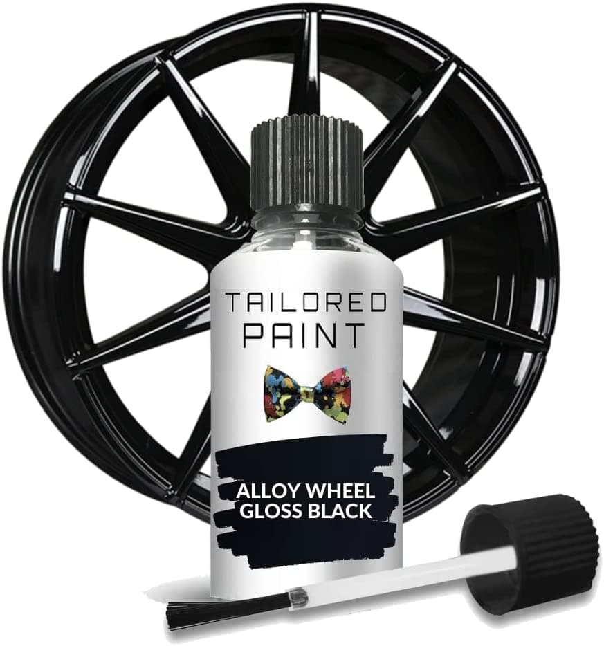 Tailored Paint Black Alloy Wheel Rim Touch Up - Use On Painted And Powder Coated Wheels 30Ml For Car, 4X4, Suv, Lorry, Truck, Caravan Campervan Curbed, Scratched (Shiny Gloss Finish)