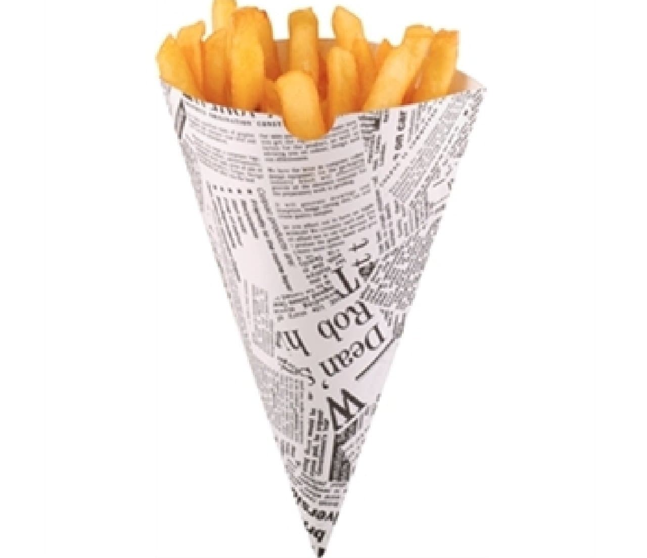 chip cone PACK 100 DISPOSABLE THICK PAPER - NEWSPAPER PRINT (CE230)