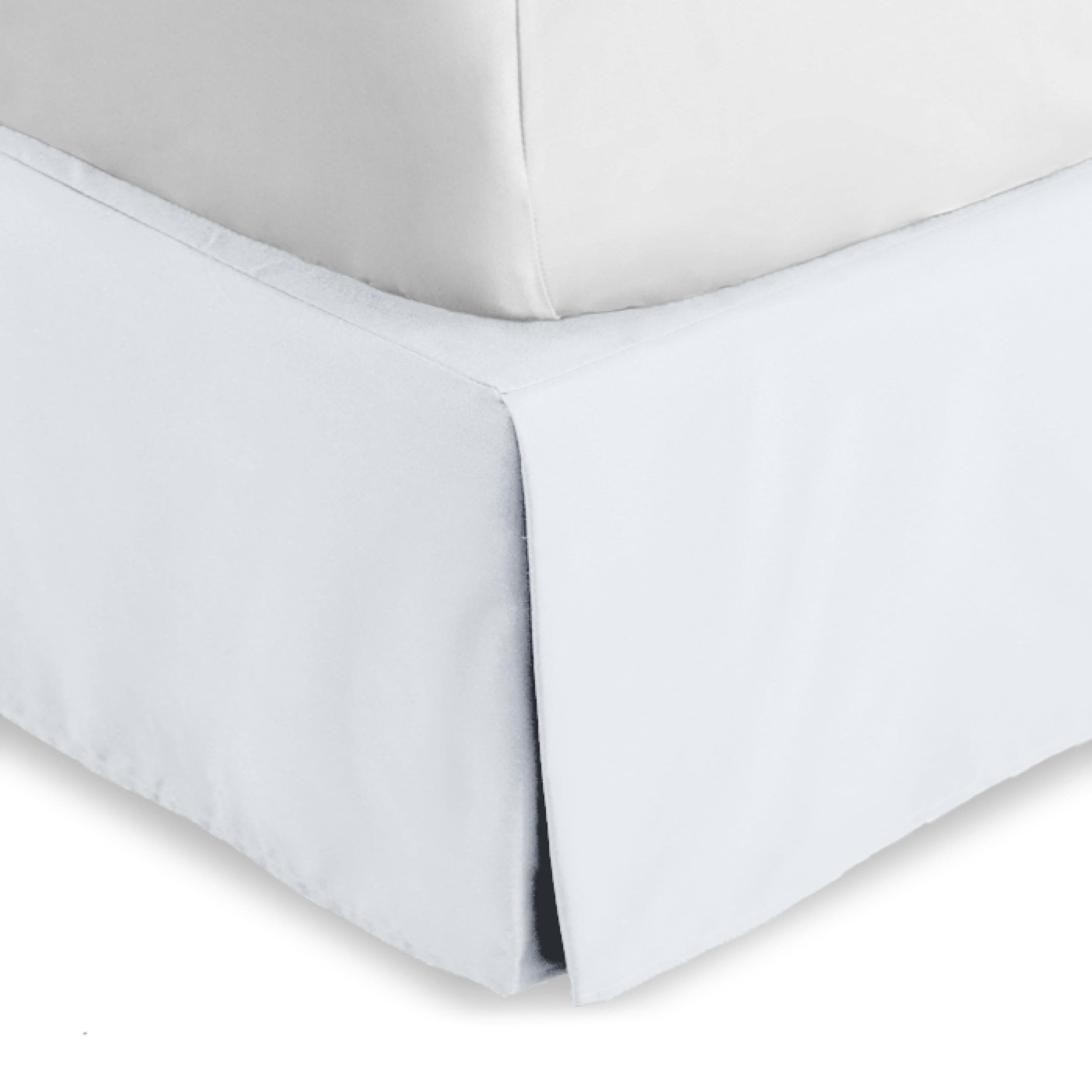 Bare Home Queen Bed Skirt - 15-Inch Tailored Drop Easy Fit - Bed Skirt for Beds - Center & Corner Pleats (Queen, White)