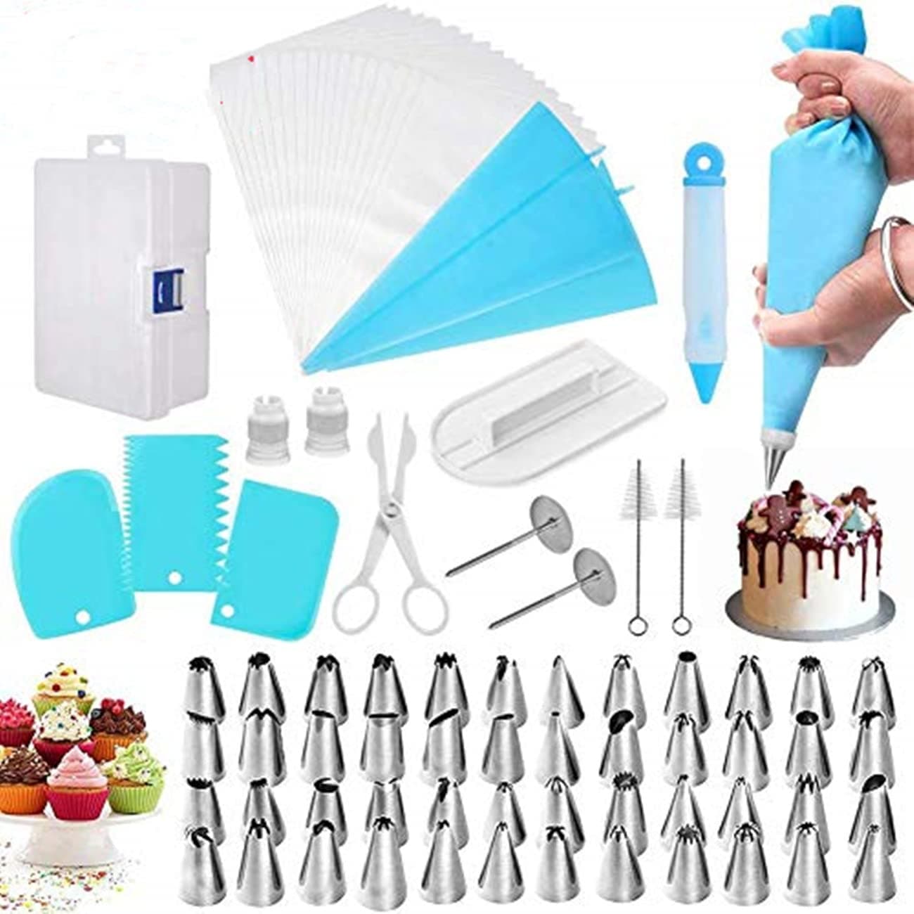 ShuoBeiter 82 Pcs Cake Piping Tips Cake Decorating Equipment Professional Cupcake Cake Decorating Kit Making Mould Cake Decorating Supplies Icing Piping Bags and Tips