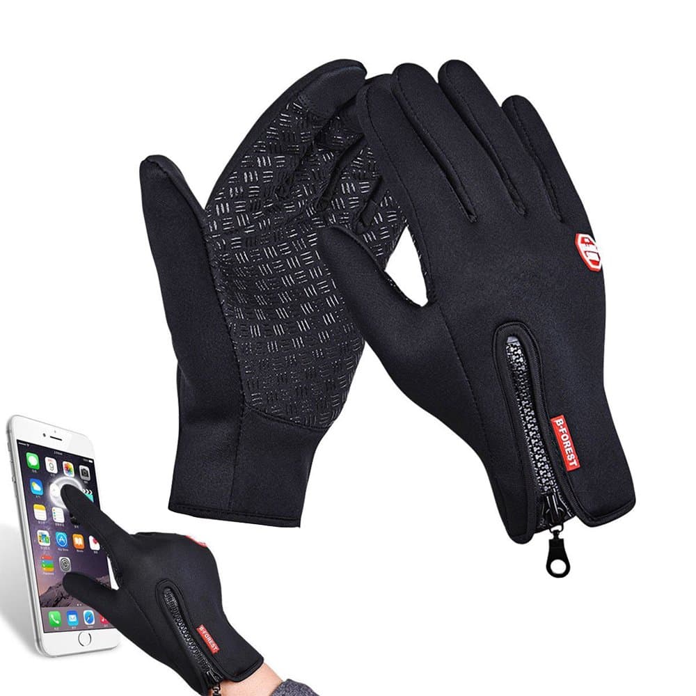 Winter Gloves Touch Screen Warm Gloves Cold Weather Windproof Cycling Driving Riding Bike Telefingers Thermal Gloves Non-Slip Silicone Gel Adjustable Full Finger Mittens