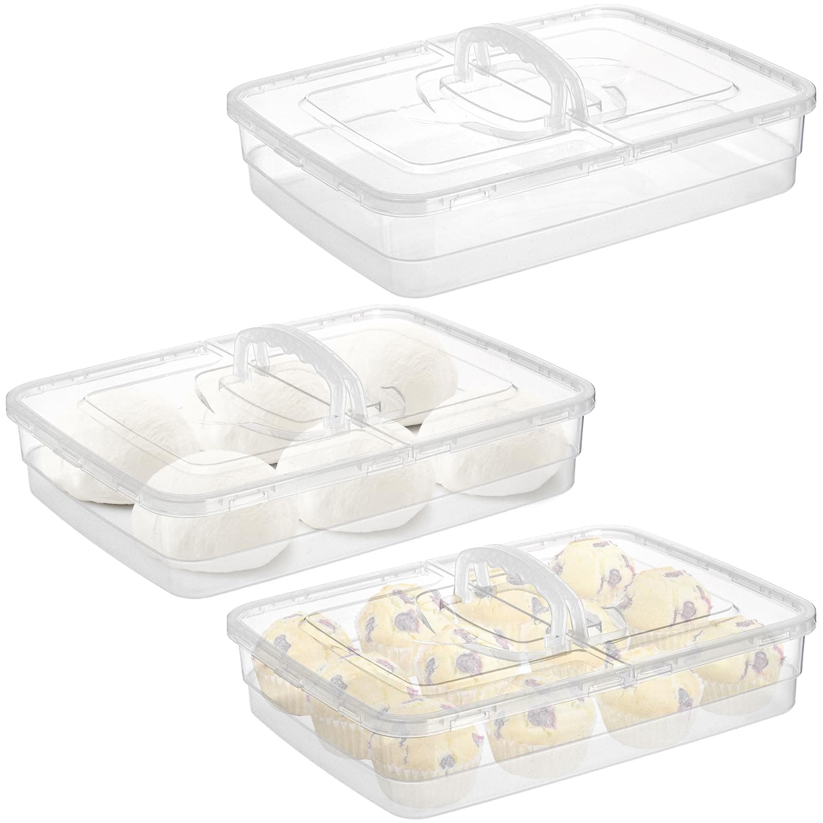 3 Pack Pizza Dough Proofing Box, 14 x 10 Inch Dough Trays with Lid and Handle for Pizza, Stackable Pizza Bread Fermentation Storage Containers, Translucent Box with Cover Dough Tray, BPA Free