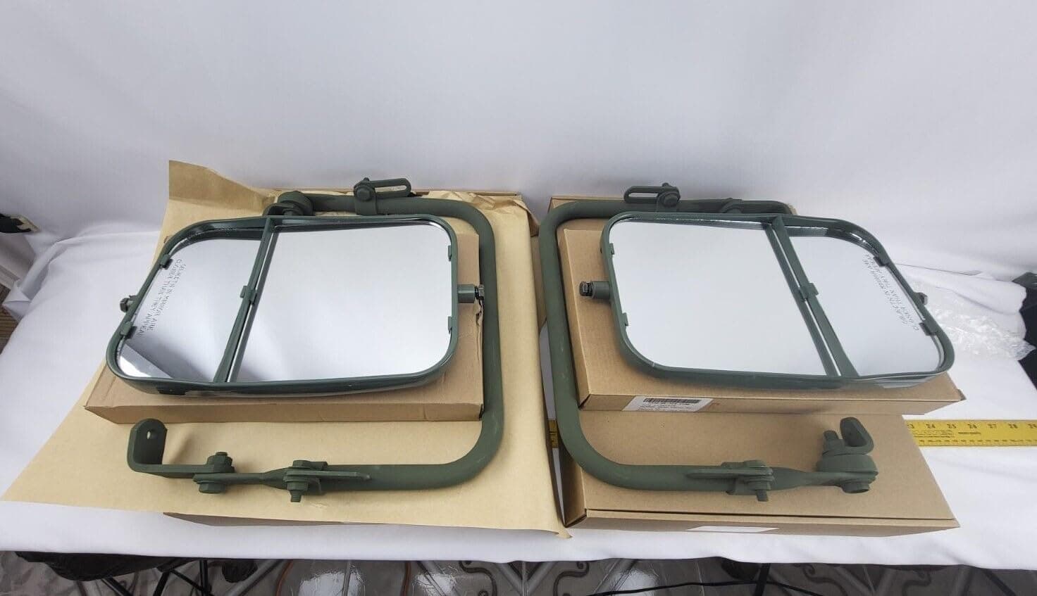Side Mirror Set Complete With Brackets replacement for H1 HMMWV/Humvee New Green M998 M1124 M1152