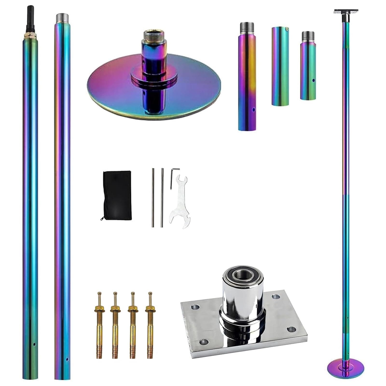 PRIOR FITNESS Permanent Pole Dance Bar with Fixed Tray Dance Pole for Home Dance Pole with Ceiling Bracket and Extension Accessories More safety and stability…