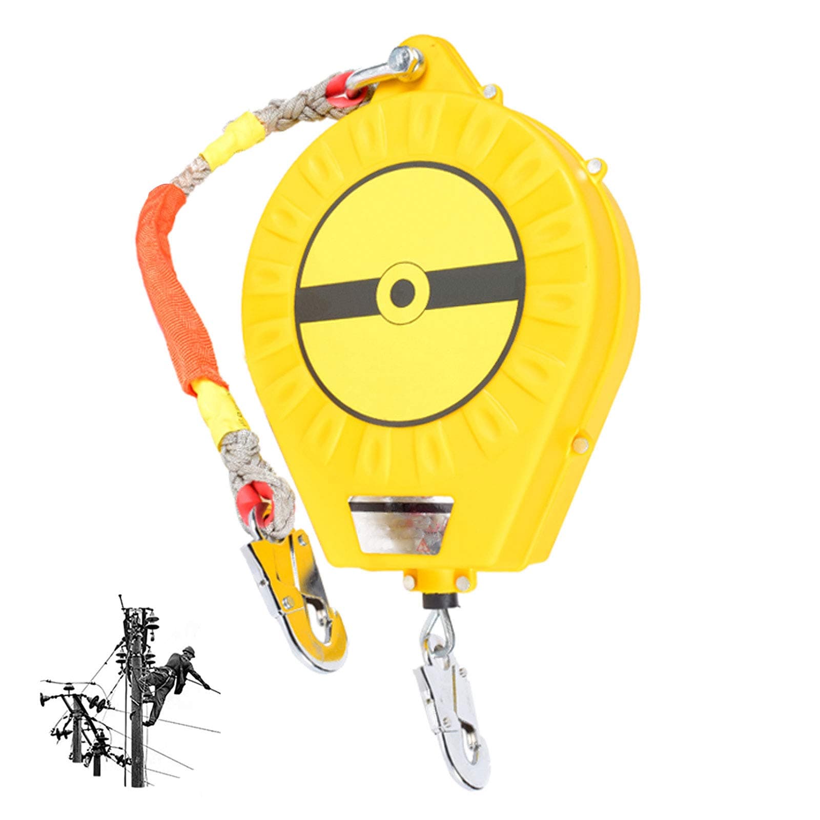 Self Retracting Lifeline Personal Fall Protection, High-Altitude Fall Arrester, Retractable Lanyard Auto Belay Device, Double Lock Structure/Steel Cable/Aluminum Alloy Shell