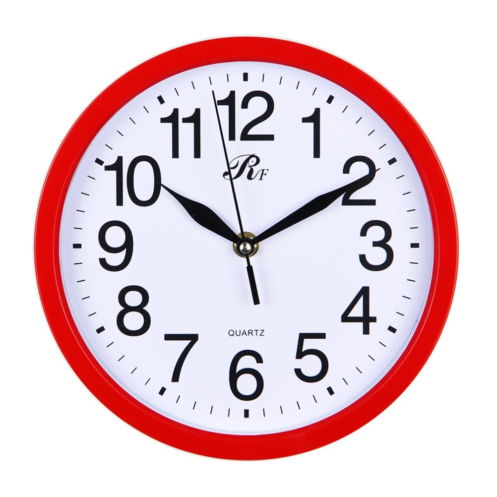 RUIFA Indoor Quiet 8-Inch Precedent Decorative Wall Clock with Arabic Numerals (Red)