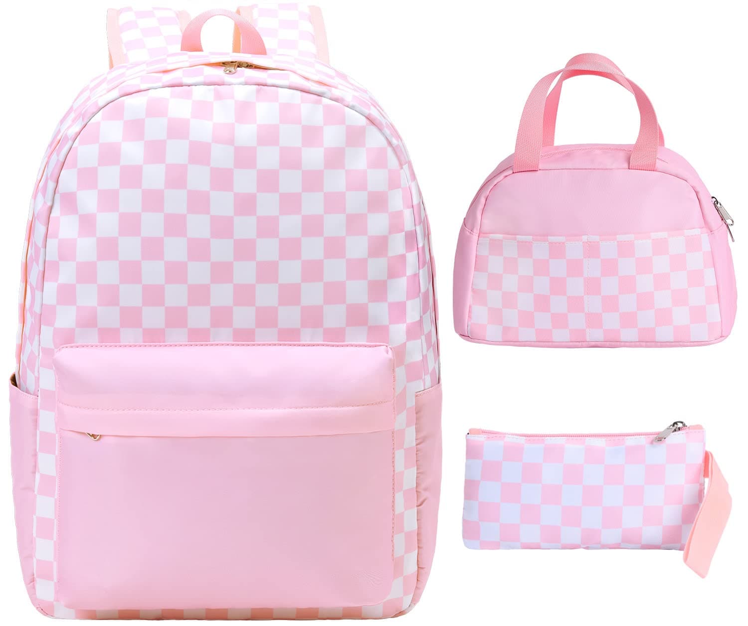 Checkered Backpack - School Backpack for Kids, Large Capacity, Waterproof, Lightweight, Black