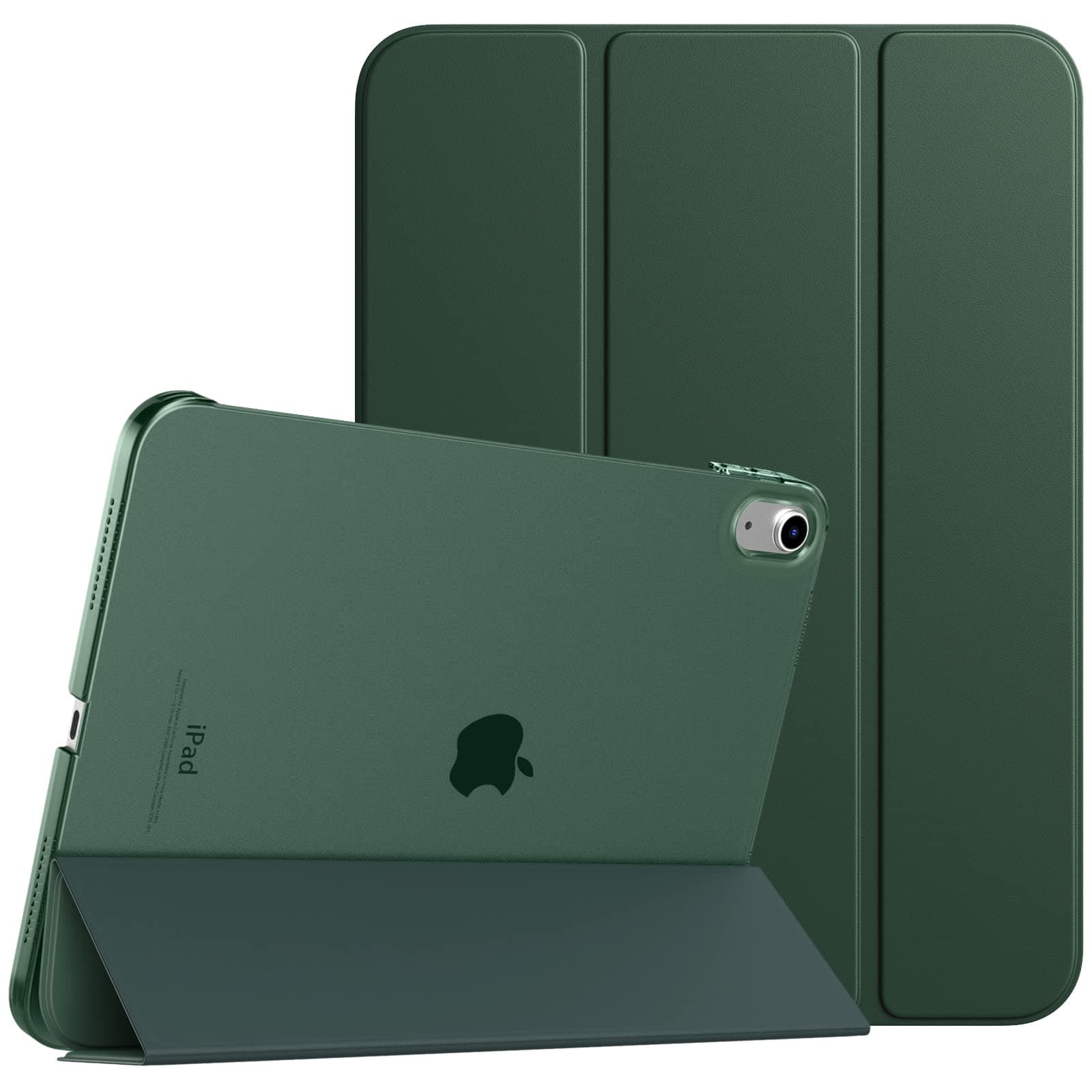 Case for iPad (A16) 11th Generation 11 Inch 2025/iPad 10th Generation 10.9 Inch 2022, Slim Stand Cover with Hard Translucent Back, Support Touch ID, Auto Wake/Sleep, Midnight Green