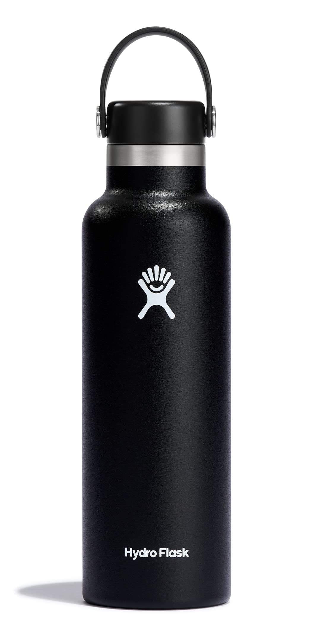 (Black, 621 ml) - Hydro Flask Double Wall Vacuum Insulated Stainless Steel Leak Proof Sports Water Bottle, Standard Mouth with BPA Free Flex Cap
