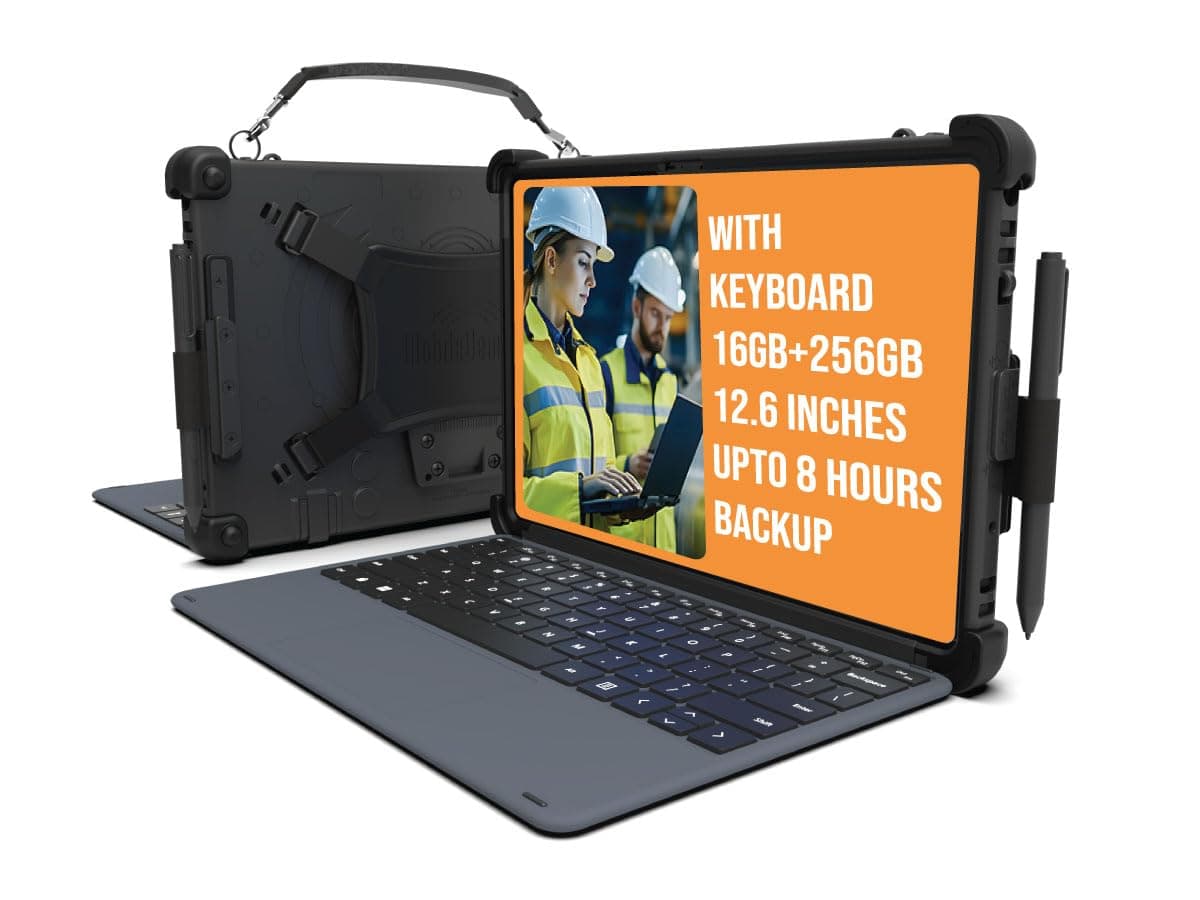 MobileDemand Flex 12B 2-in-1 Rugged Laptop & Windows 11 Pro Tablet – 16GB RAM, 256GB SSD, 12.6” Touchscreen, MIL-STD-810H Certified, Detachable Keyboard, Field Work & Industrial Use