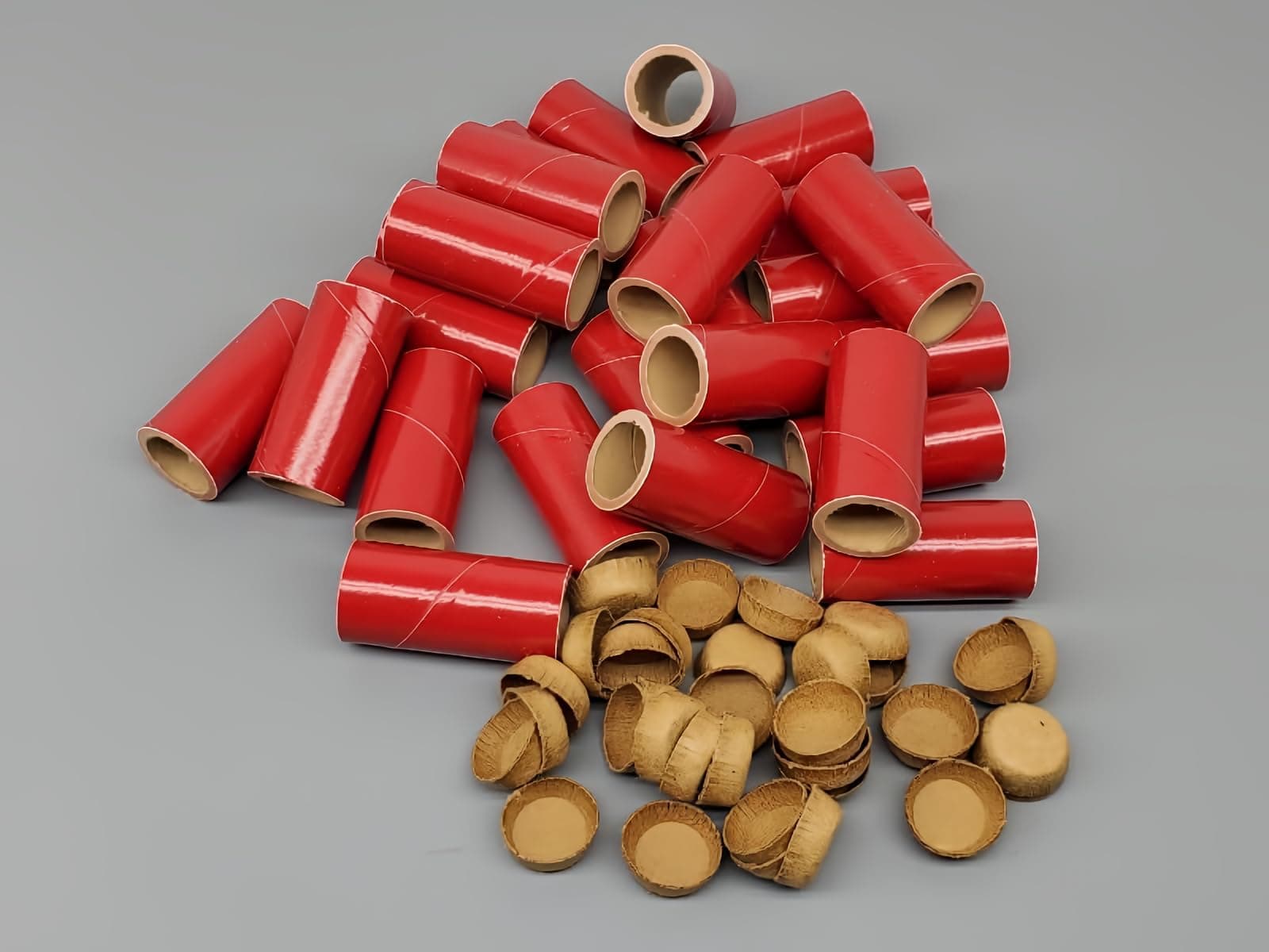 Kraft 25 M80 Fireworks Gloss Red Pyro Tubes and End Plugs 9/16" x 1-1/2" x 1/16"