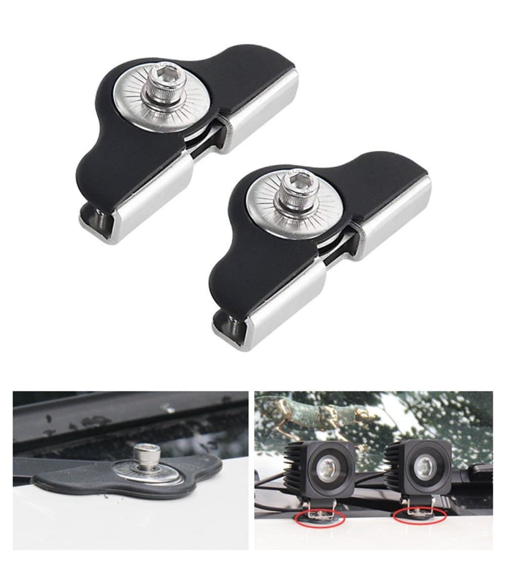 LED Light Bar Mounting Brackets, PADRAM Universal Pillar Hood Stainless Steel Work Light Clamp Holder for Offroad Jeep SUV Truck Sedan Hatchback Wagon Without Drilling (2 Pack)