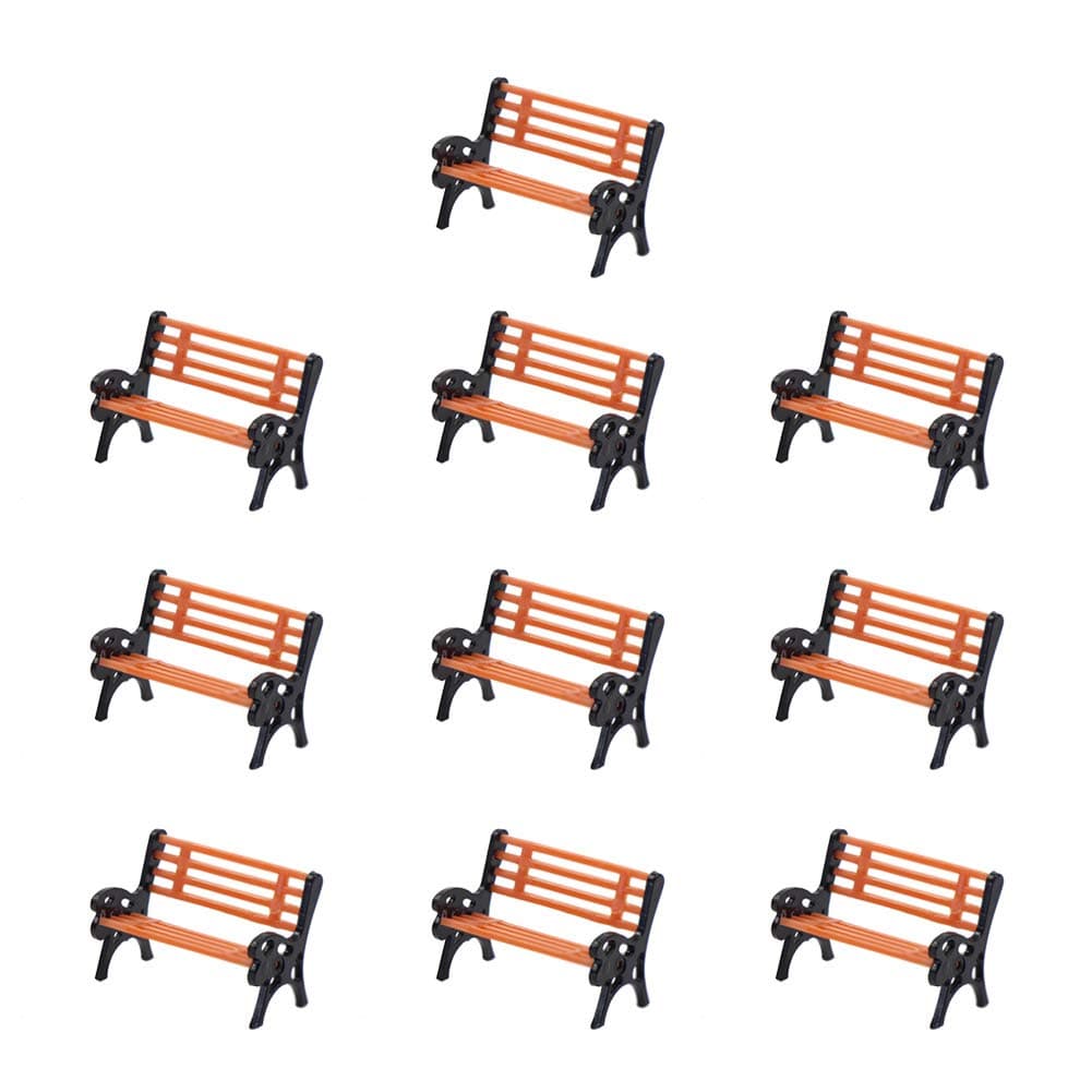 Evemodel 10pcs Model Train HO TT 1:87 Orange Plastic Park Street Seats