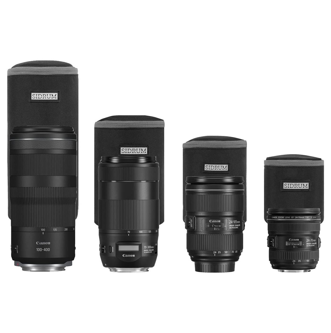 Polyester Lens Pouch Set,Water Resistant Protective Lens Cases for DSLR Camera Lens,4 Size Thick Camera Lens Bag for Canon,Nikon,Tamron,Sigma,Pentax,Sony,Olympus,Panasonic(Pack of 4),Black