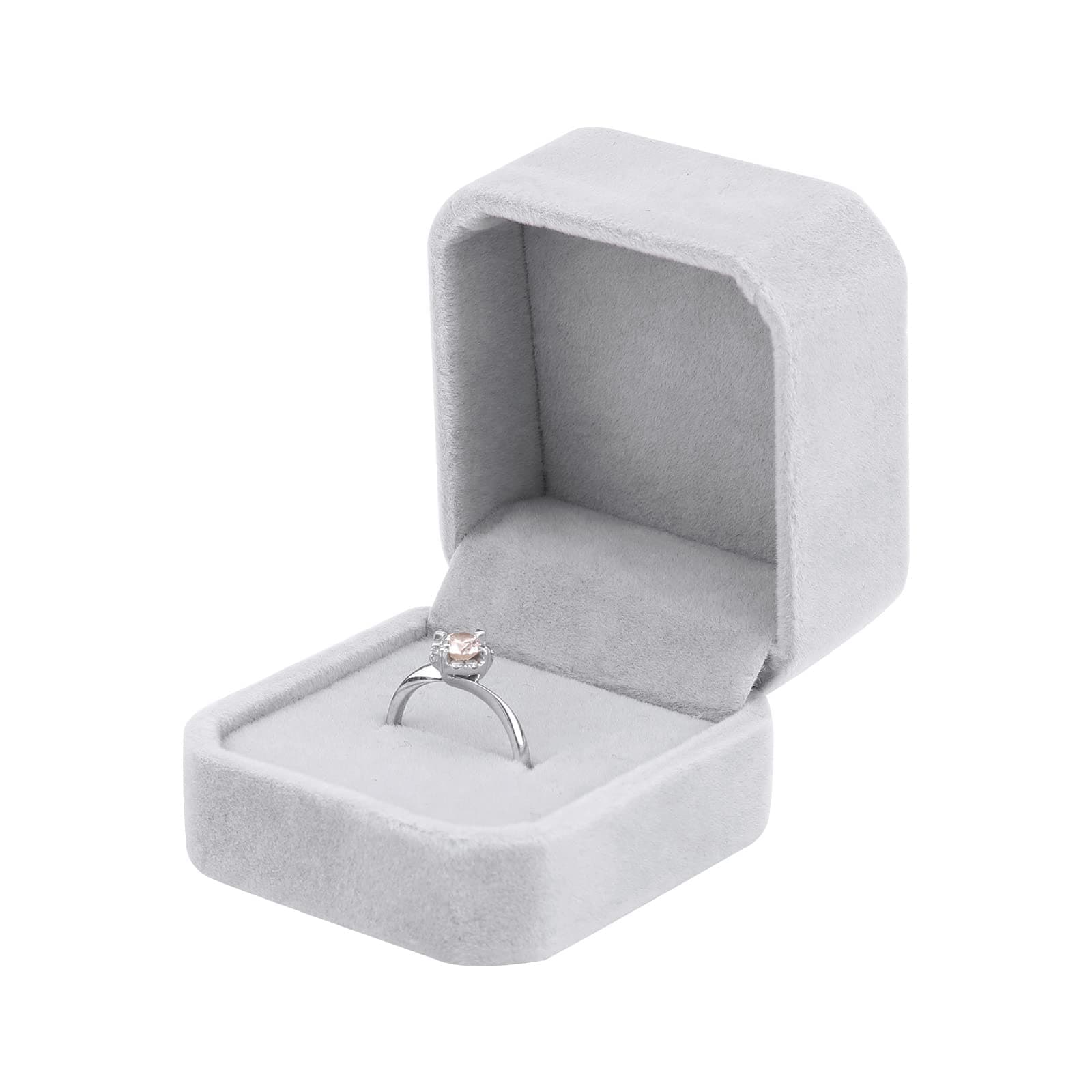 Velvet Ring Box for Engagement Ring Grey Ring Boxes for Jewellery Gift Small Single Velvet Ring Gift Boxes Ring Box Wedding Day Wedding Ring Boxes for Ceremony Men and Women
